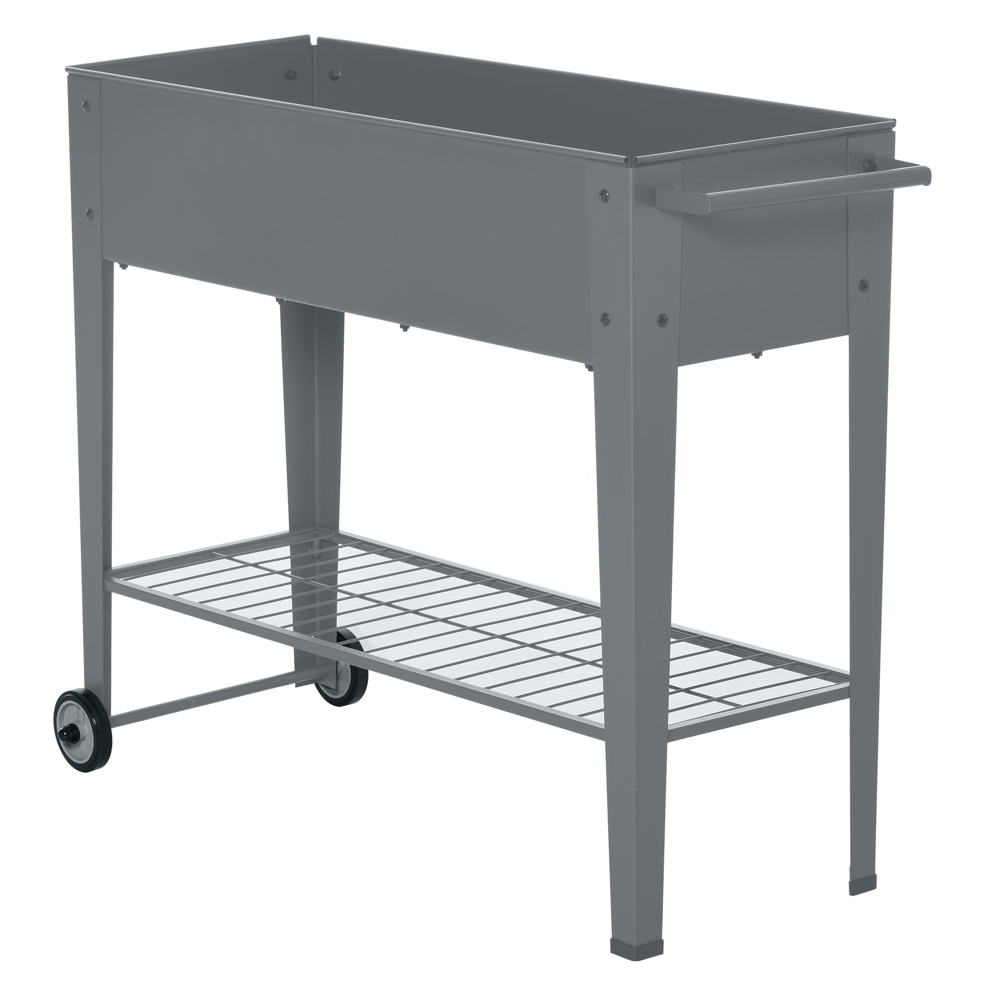 Nancy's De Kalb Plantenbak - Tuin bak Met Wielen - Verhoogd - Plantenbed - Metaal - Grijs - 104 x 39 x 80 cm