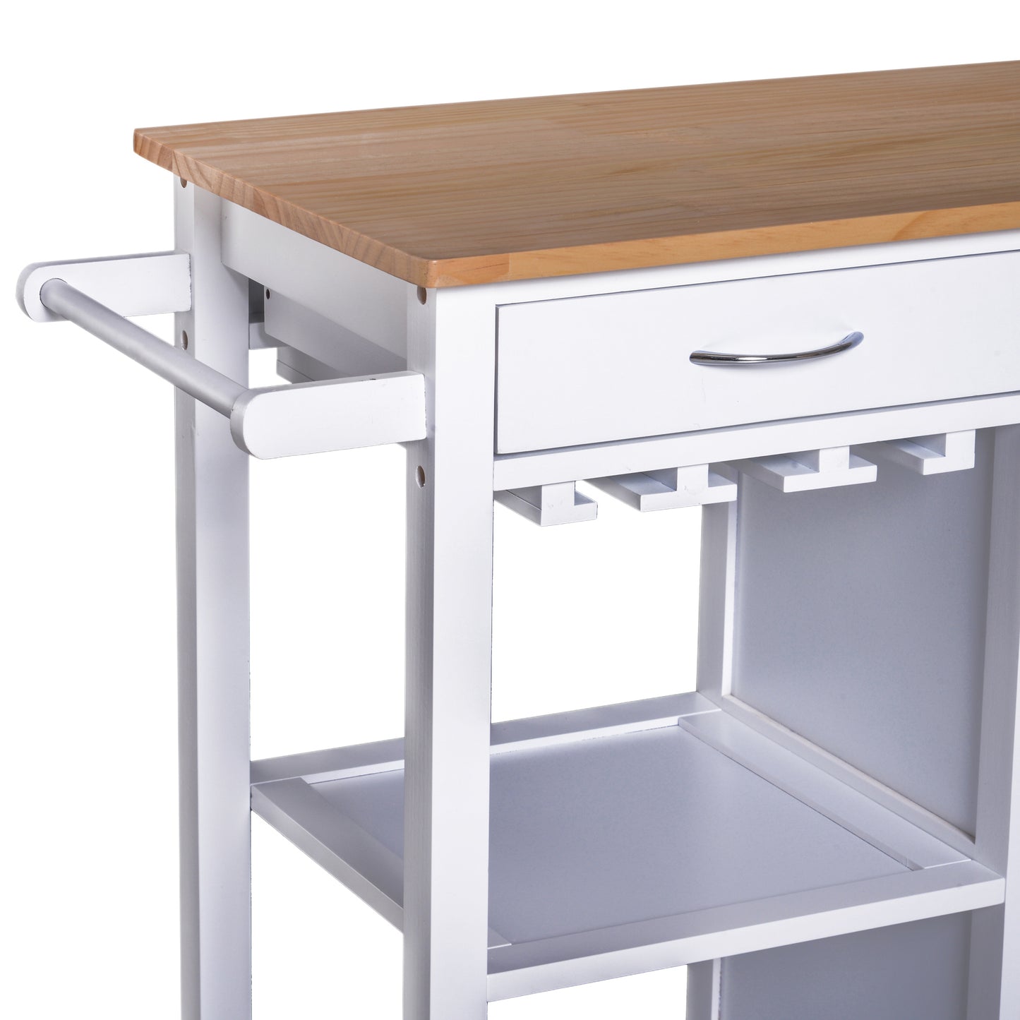 Nancy's Zanesville Keukentrolley - Serveerwagen - 2 Lades - Op Wieltjes - 4 Opbergvakken - 88.5 x 40 x 86 cm - Wit - Bruin