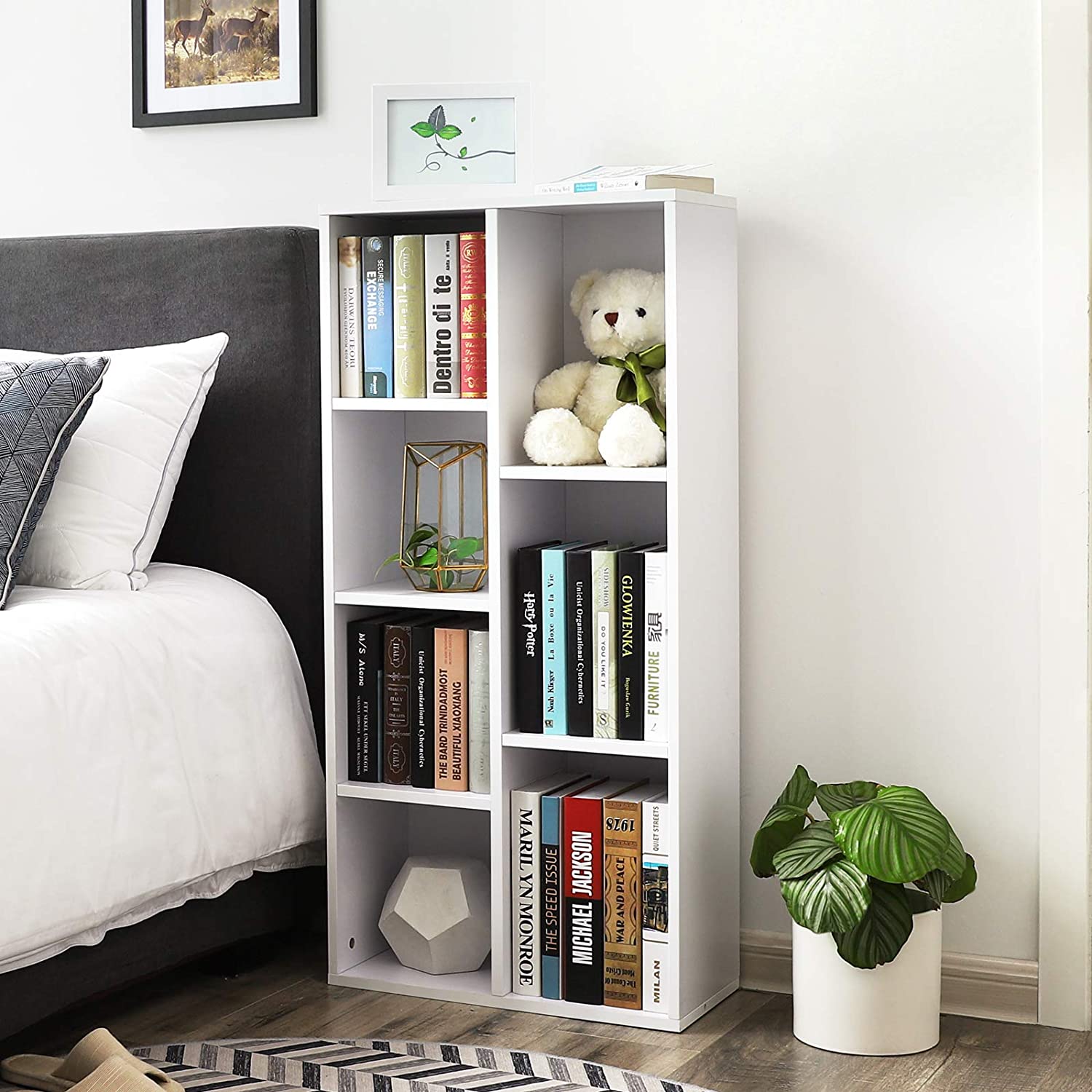 Bibliothèque Postuno de Nancy - Armoire murale - Étagère - Meuble de rangement - Blanc - ± 50 x 25 x 105 cm