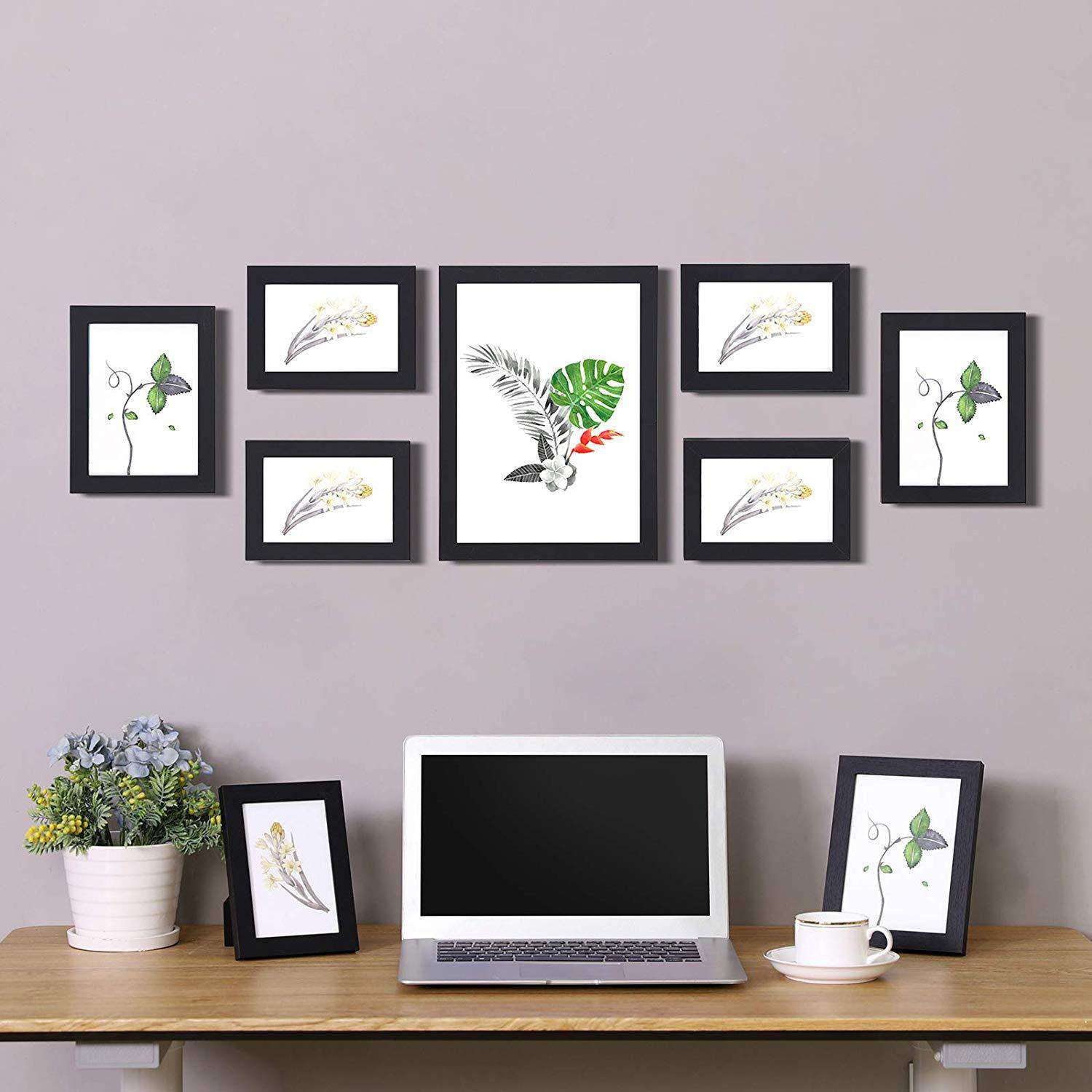 Nancy's Fotolijst - 7 delige fotolijst set Zwart - Een 21 x 29,7 cm, Twee 13 x 18 cm, Vier 10 x 15 cm