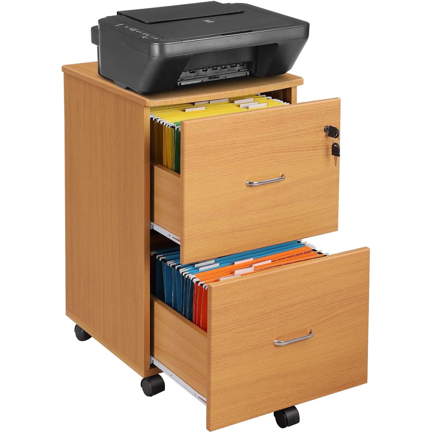 Nancy's Ladeblok Bruin - Stalen Locker Op Wieltjes - Kantoorkast - Rolcontainer - 45 x 43 x 72 cm