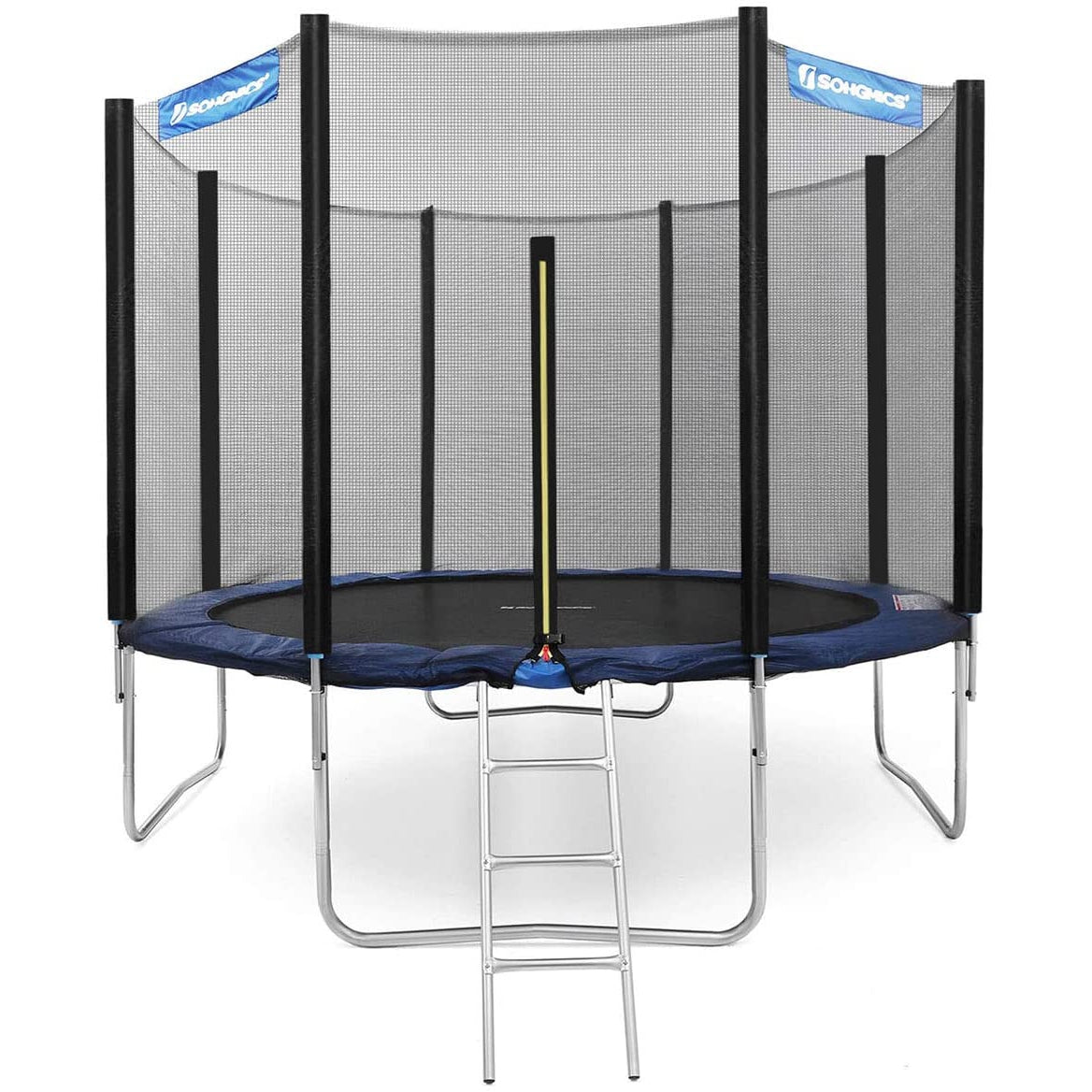 Nancy's Kyle Trampoline - Tuintrampoline - Rond - Ladder - Gevoerde Stangen - Veiligheidsnet - Zwart - Blauw - 427 cm