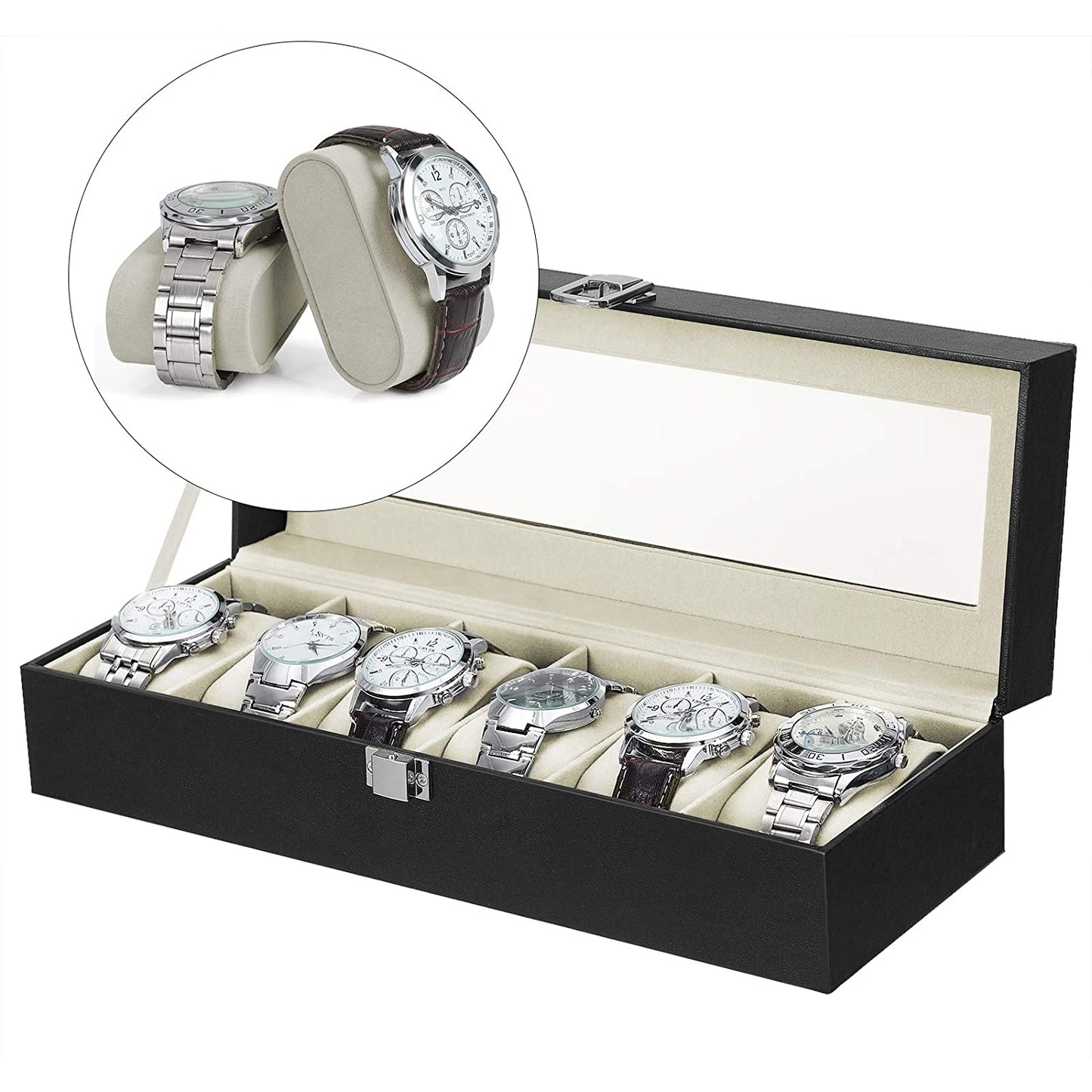 Nancy's Horlogedoos - Horlogebox met spiegel - Opbergdoos voor 6 Horloges