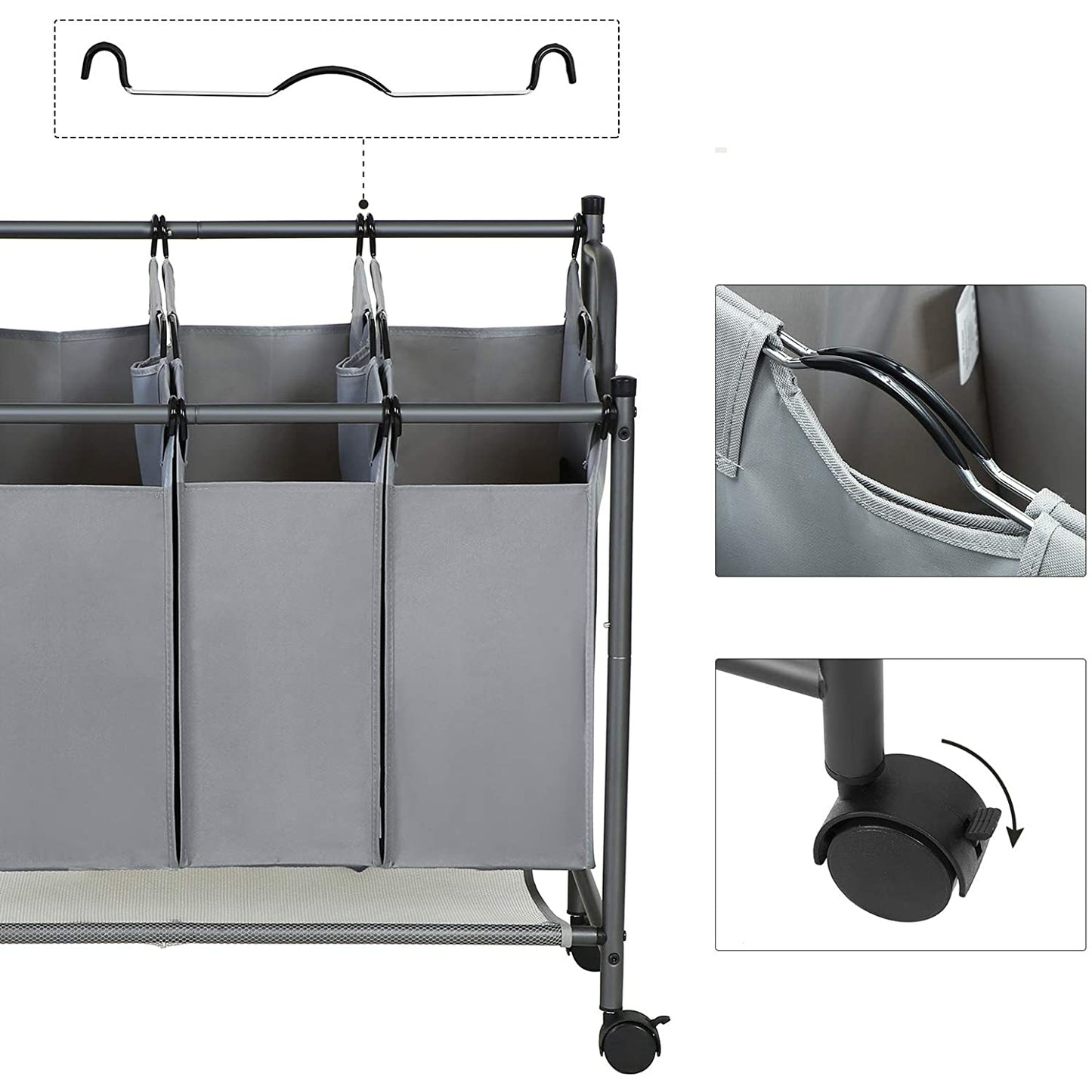 Nancy's Barcarena Wassorteerder - Wasmand - Wasbox - Grijs - 4 x 35 Liter