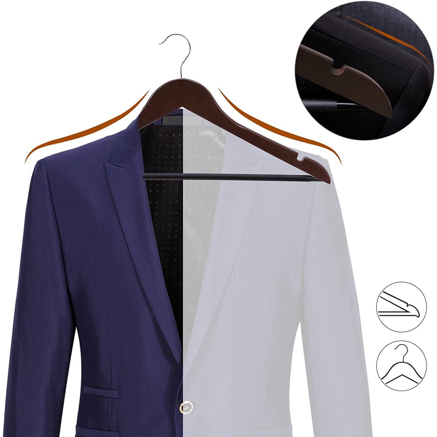 Nancy's Esdoornhouten Kledinghangers - 20 Stuks - Rokinkepingen - Broekbrug - Draaibaar - Kleding - Pak - Jas - Broek - Zwart