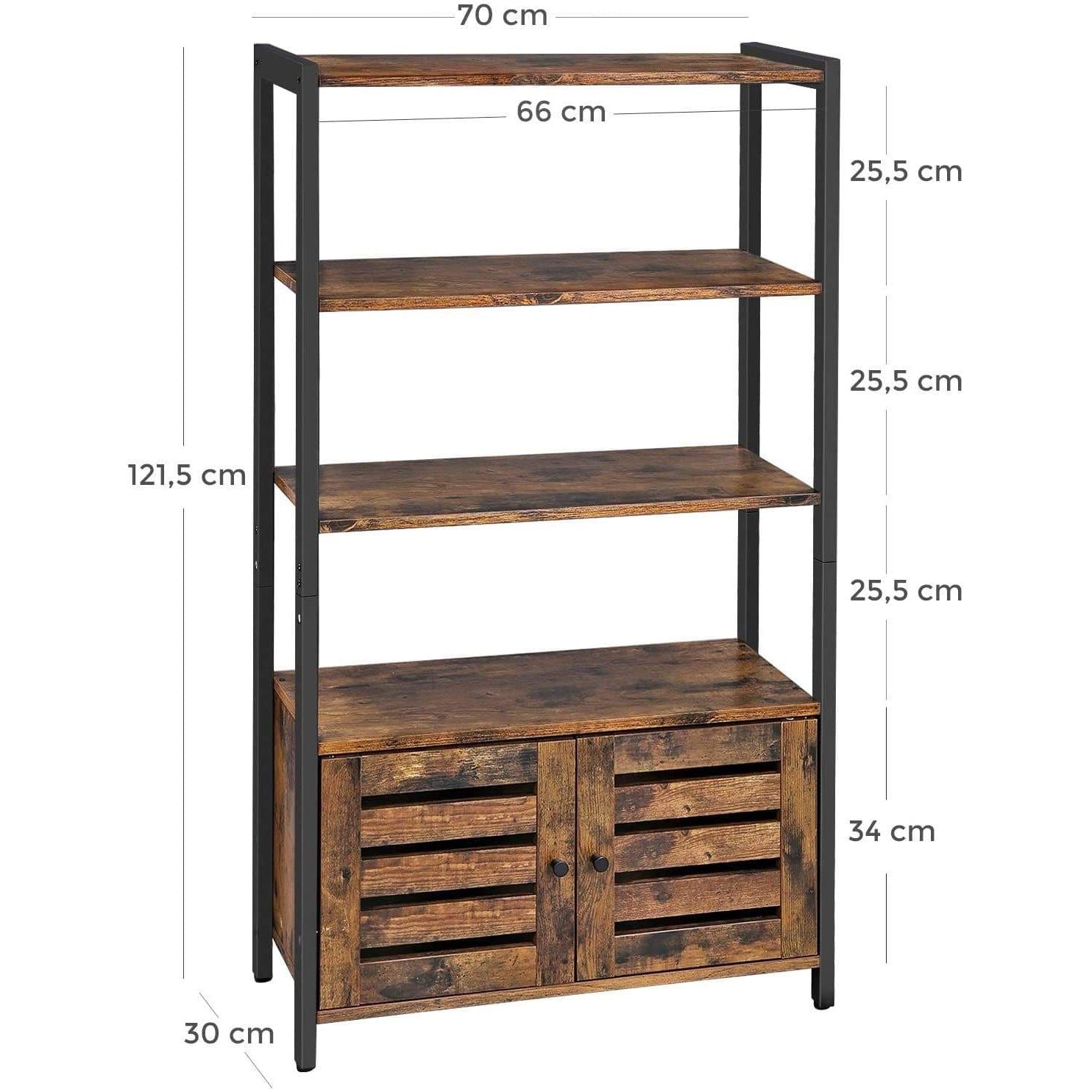 Nancy's Wayne Boekenkast - Staande Kast - Opbergkast - 3 Open Planken - 70 x 30 x 121,5 cm