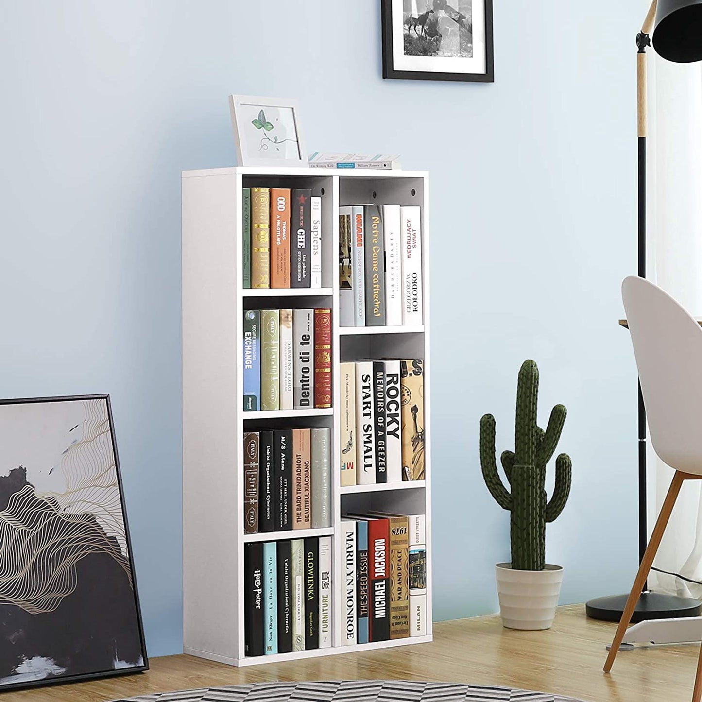Nancy's Postuno Boekenkast - Wandkast - Vakkenkast - Opbergkast - Wit - ± 50 x 25 x 105 cm
