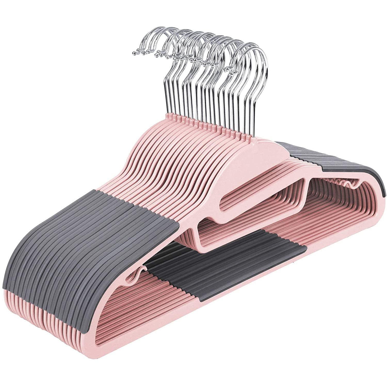 Nancy's Fog Lake Kledinghangers - 20 Stuks - Premium - Anti-Slip - Draaibare Haak - Roze - Grijs - 41.5 x 21.5 x 0.5 cm