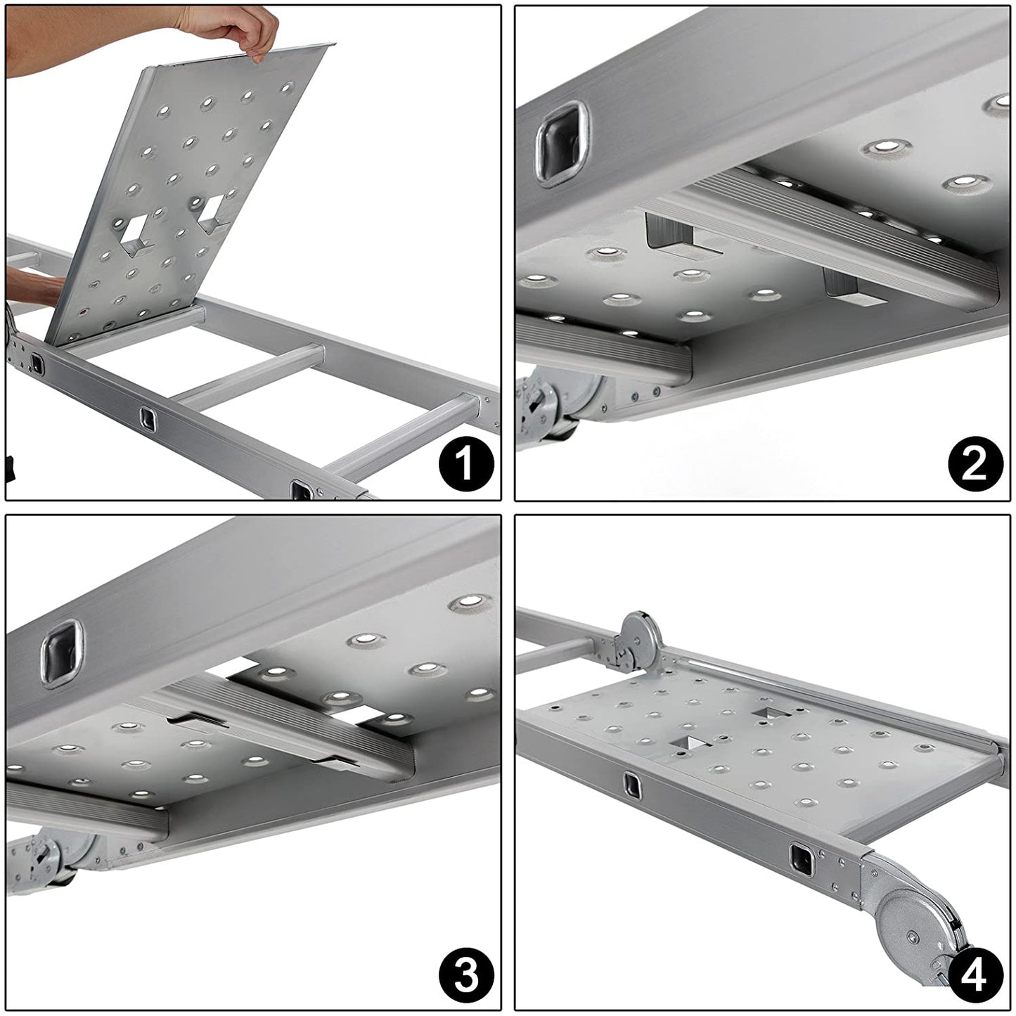 Nancy's Chacim Multifunctionele Ladder - Telescopische Ladder - Anti-Slip - Zilver - Staal