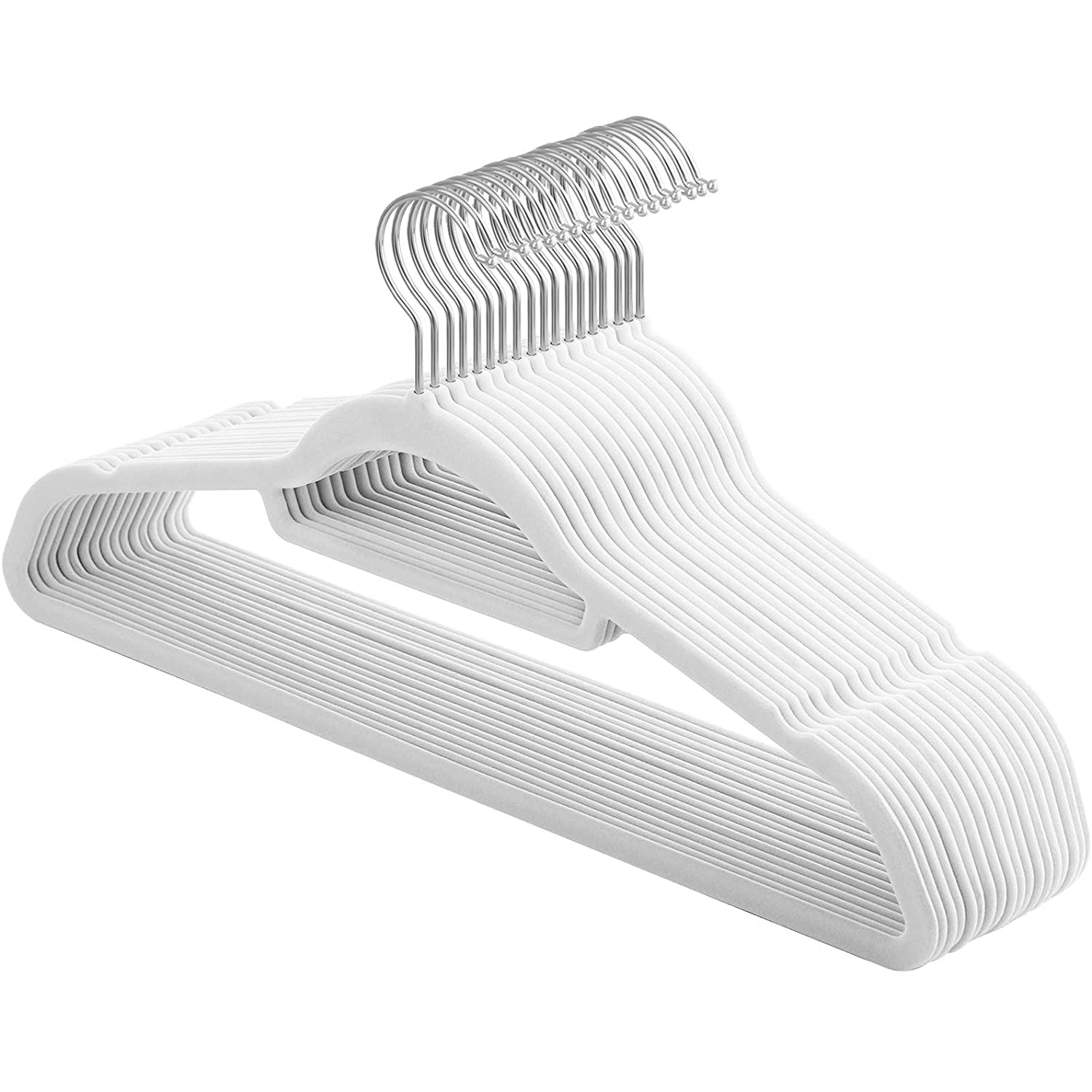 Nancy's Brassard Clothes Hangers - 20 Pieces - Velvet - ABS - Anti-Slip - White - 45 x 0.6 x 23.5 cm