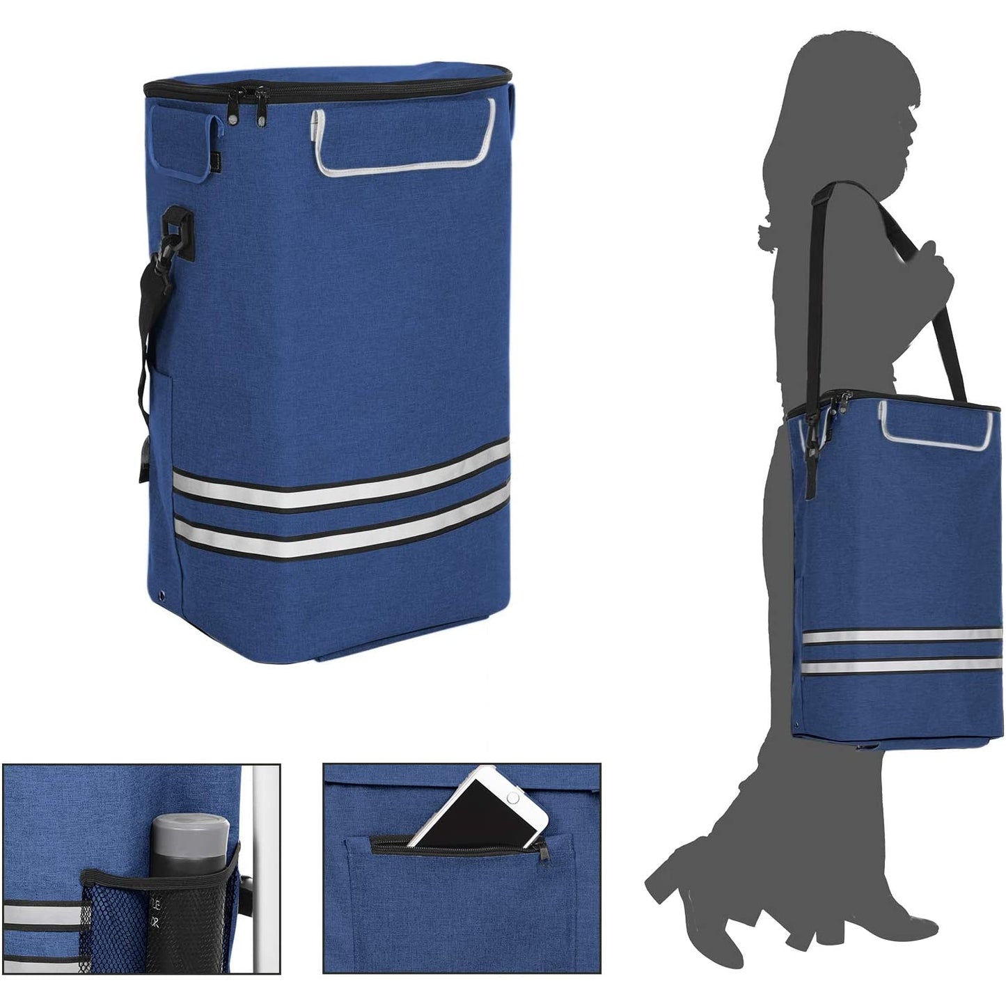 Nancy's Moscavide Boodschappentrolley - Trolley op Wielen - Boodschappenkar - Met Koelvak - Blauw - 35 liter