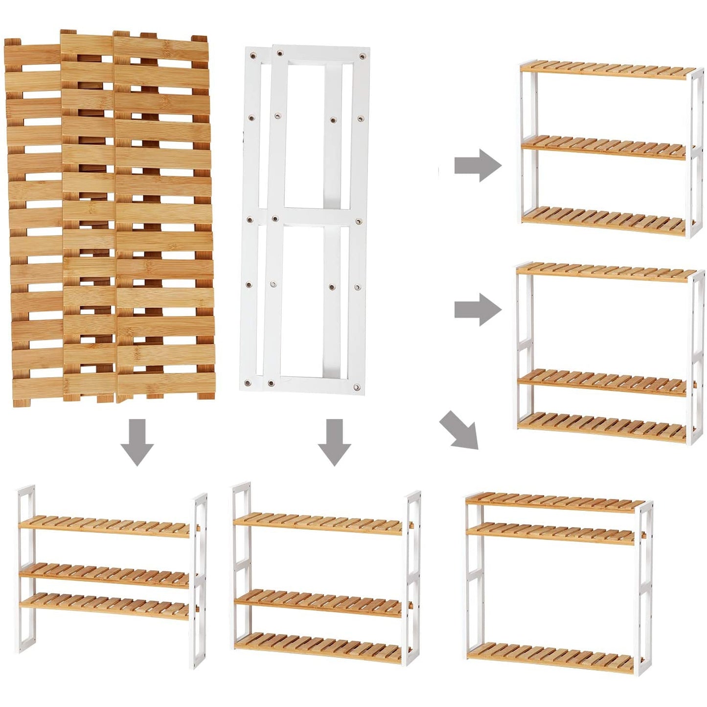 Nancy's G Lake Wandplank - Bamboe - Hoogte Verstelbaar - 3 Lagen - Wandmontage - Boekenplank - Natuur - 60 x 15 x 54 cm