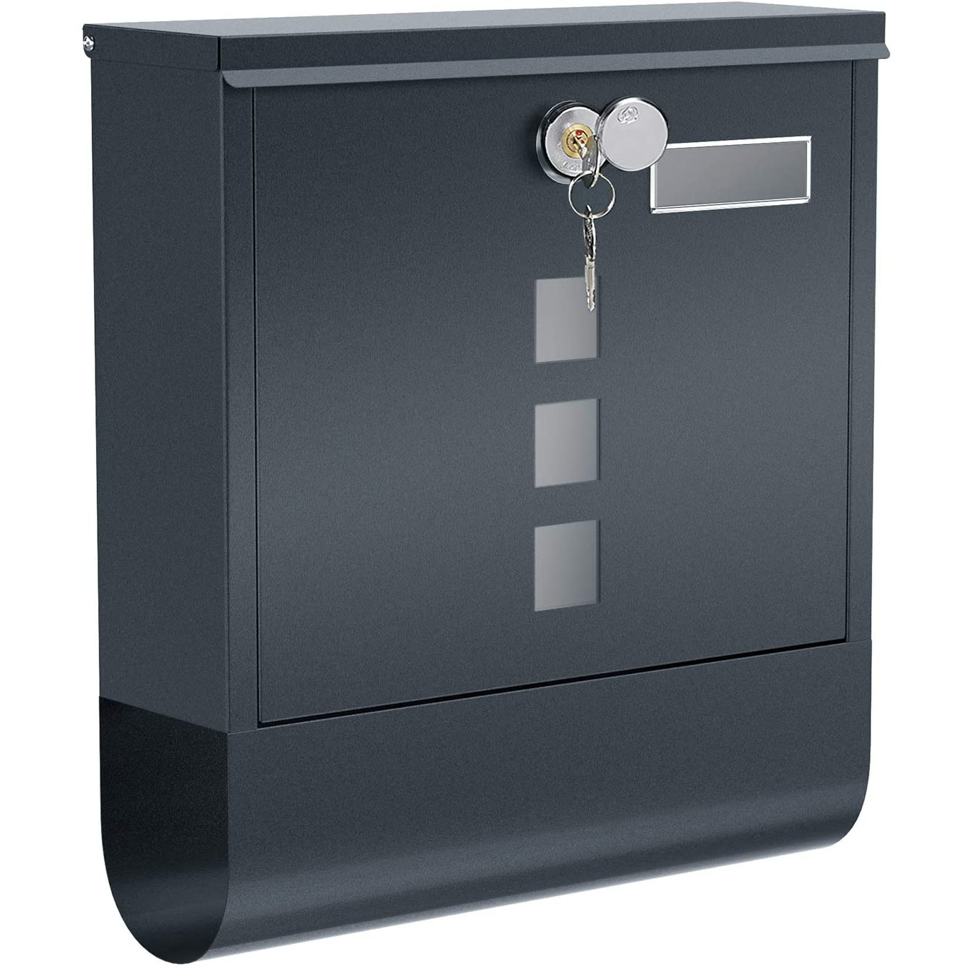 Boîte aux lettres Nancy's Brebeuf - Boîte aux lettres murale - Serrure - Couvercle - Compartiment à journaux - Porte-plaque signalétique - Verrouillable - Anthracite - 30,5 x 9,5 x 33,3 cm