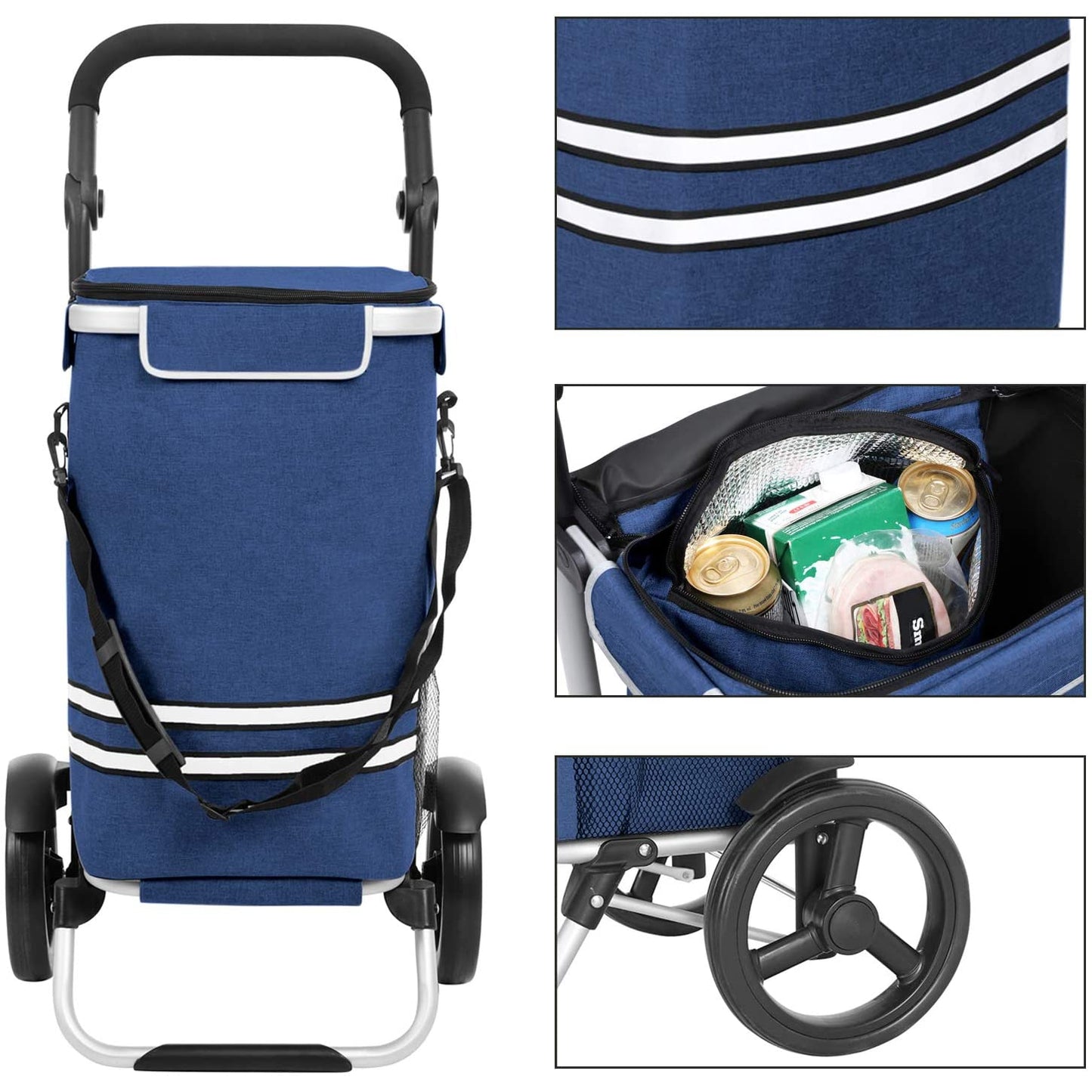 Nancy's Moscavide Boodschappentrolley - Trolley op Wielen - Boodschappenkar - Met Koelvak - Blauw - 35 liter