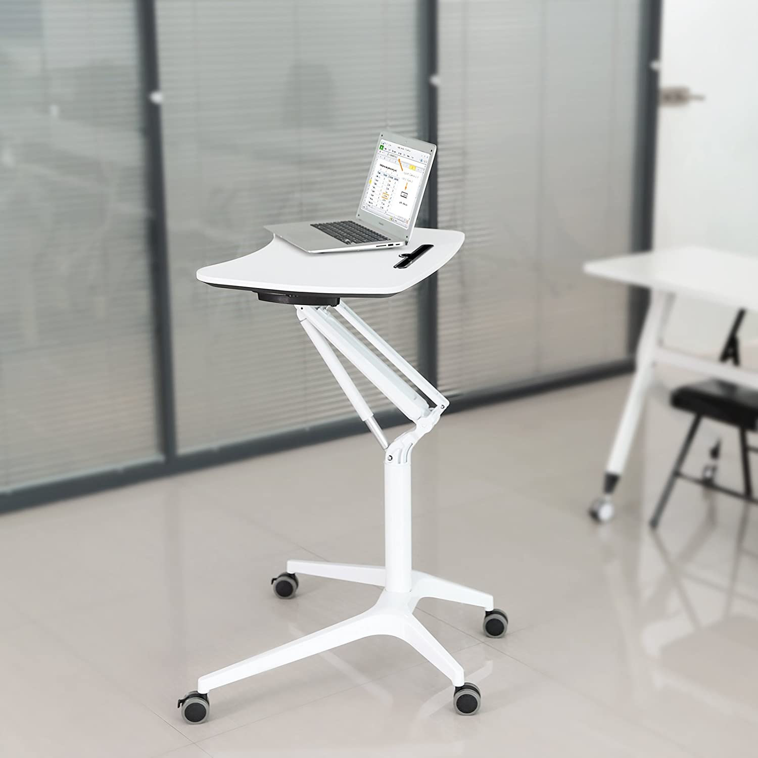 Nancy's Erie Bureau - In Hoogte Verstelbaar - Laptoptafel - Bureau op Wieltjes - Wit