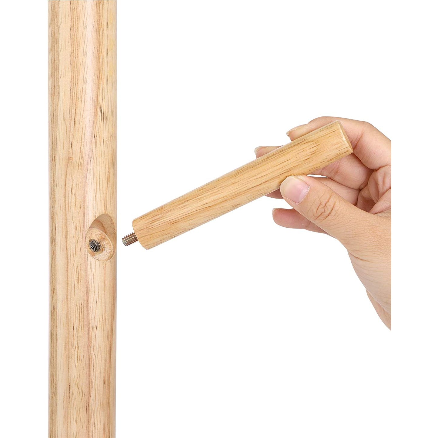 Nancy's Calcar Staande Kapstok - Kledingrek - Garderobe - 8 Haken - Natuurlijk - Rubberhout