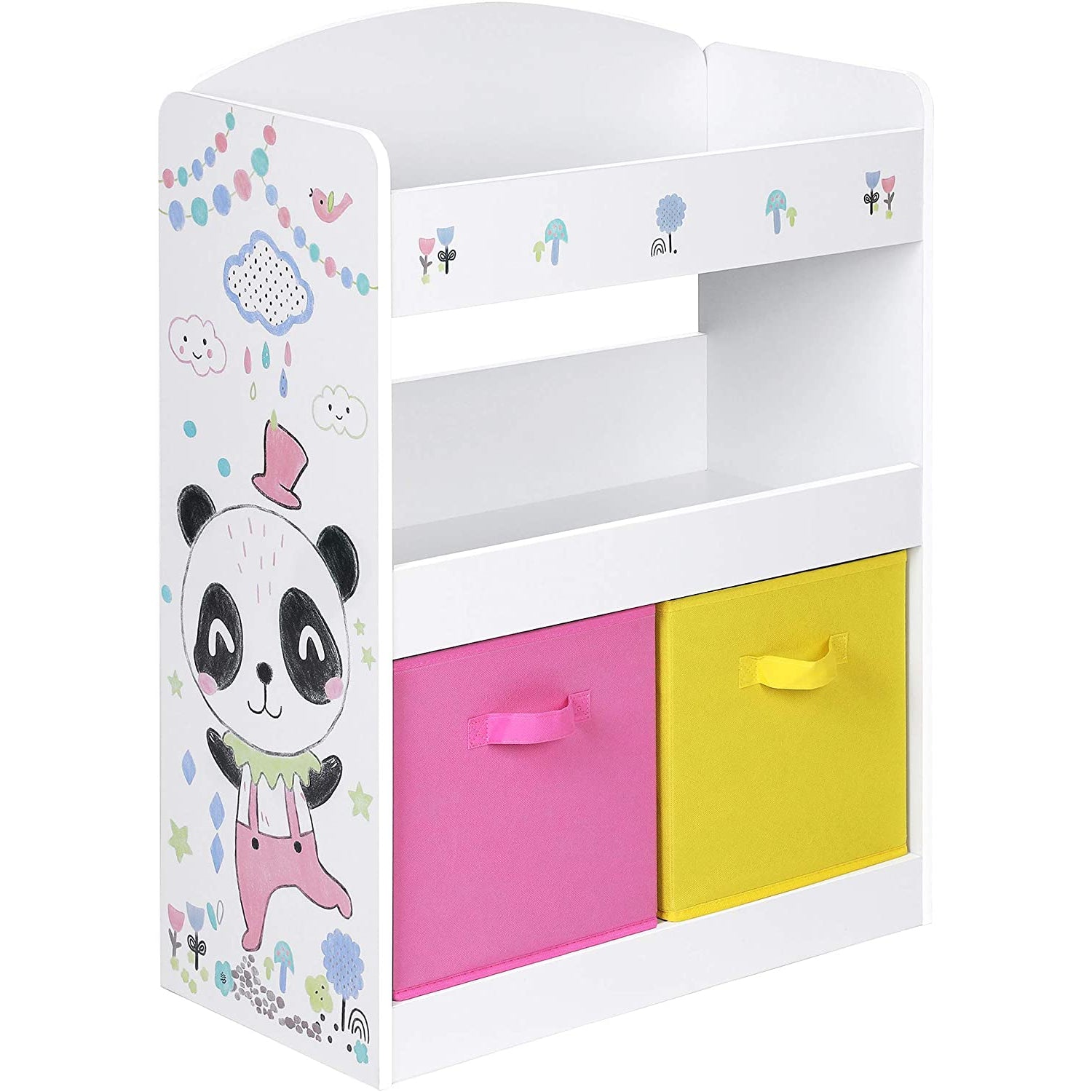 Nancy's Arthur Kinderkamerkast - Opslagkast - Speelgoedkast - Speelgoedorganizer - Opbergdozen - Roze - Geel - Wit - MDF