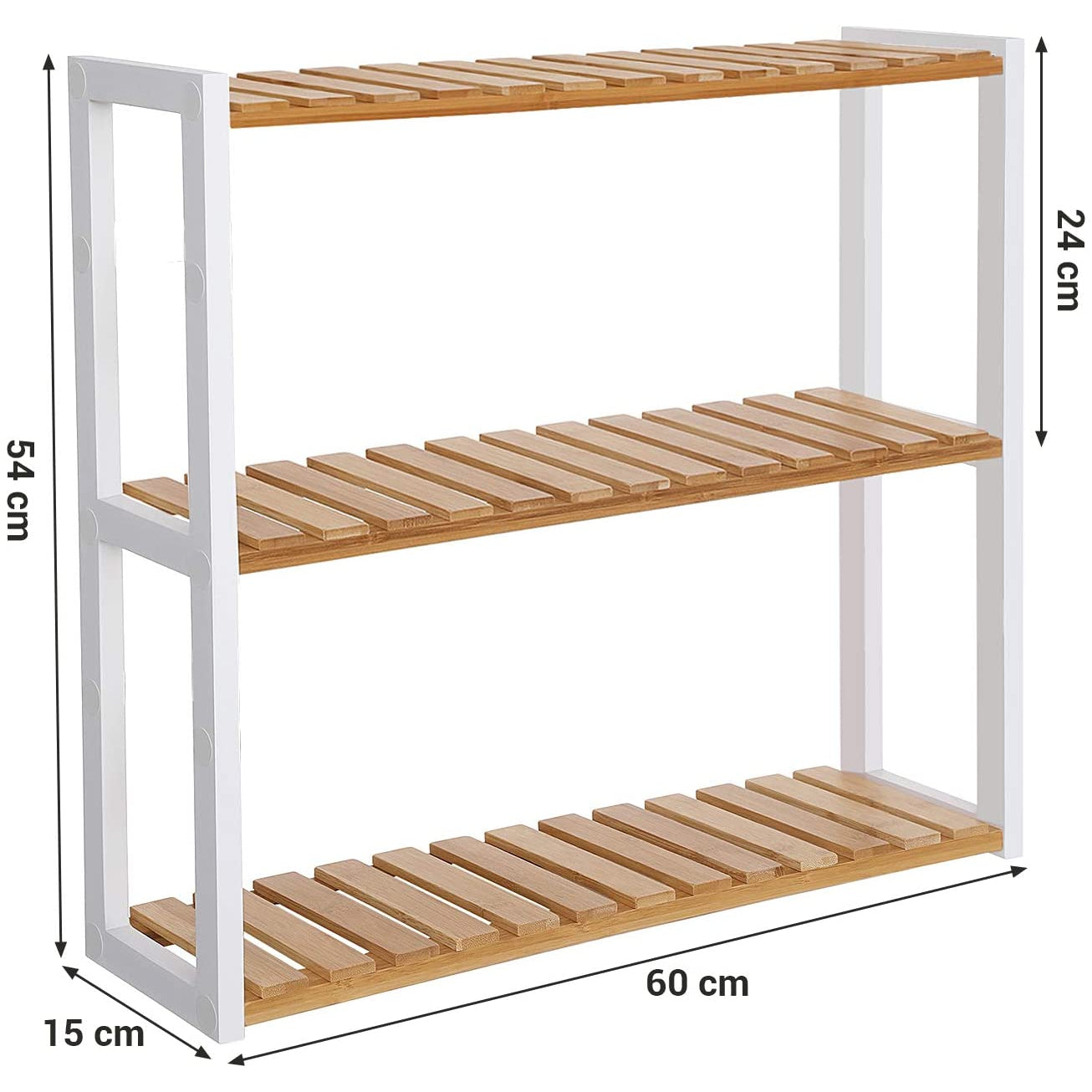 Nancy's G Lake Wandplank - Bamboe - Hoogte Verstelbaar - 3 Lagen - Wandmontage - Boekenplank - Natuur - 60 x 15 x 54 cm