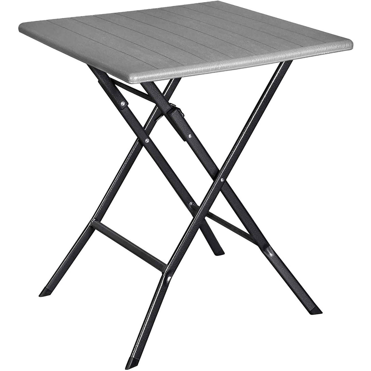 Nancy's Holt Klaptafel - Tuintafel - Campingtafel - Waterbestendig - Hoefvormige Poten - Veiligheidsgrendel - Grijs - Zwart - 62 x 62 x 73 cm