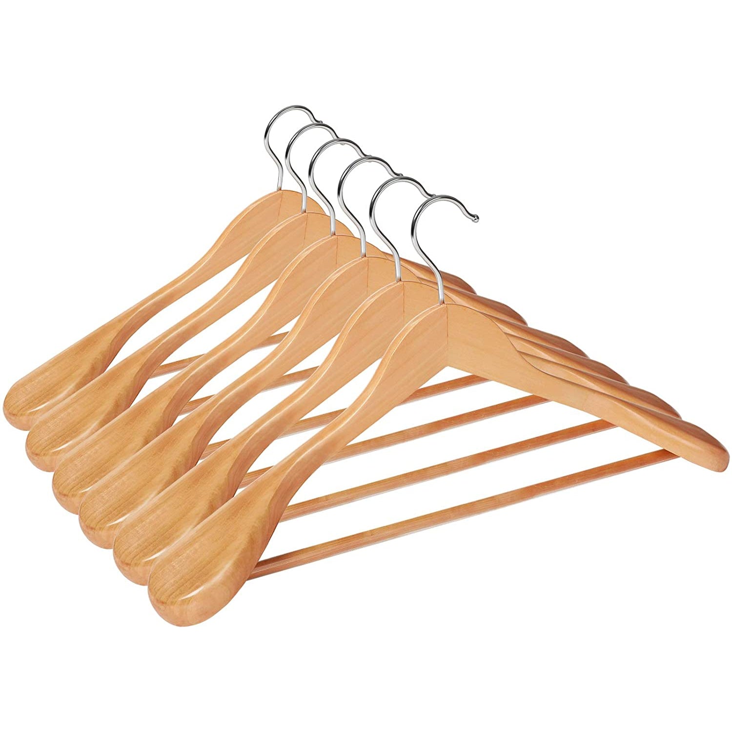 Nancy's Byers Cove Suit Hangers - Clothes Hangers - Set of 6 - Solid Wood - Anti-Slip - Rotatable Hook - Brown - 44 x 5.5 x 23 cm