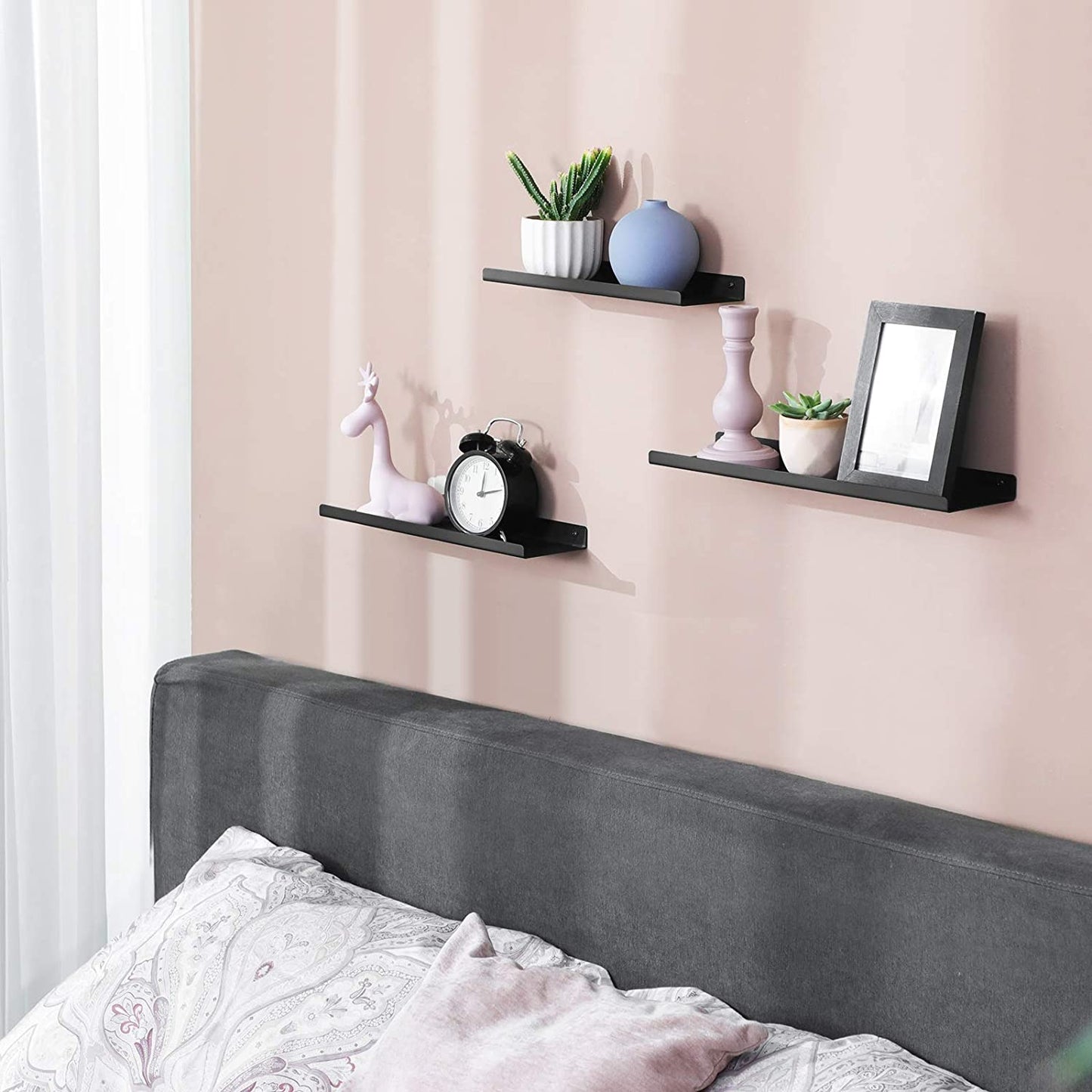 Nancy's Cabot Wandplanken - Set Van 3 - Boekenplanken - Zwevend - Zwart - Diverse Groottes