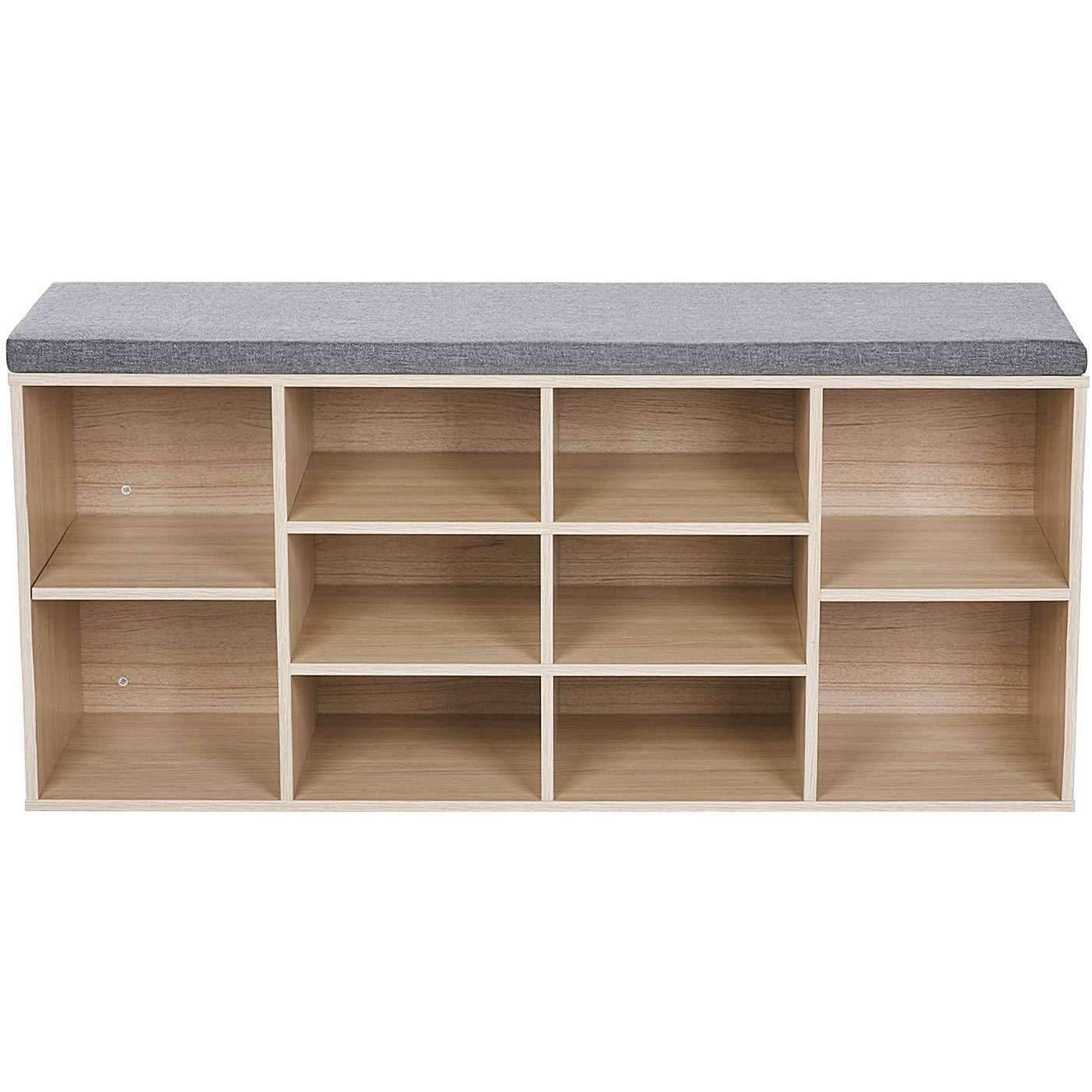 Nancy's Nowra Schoenenbank - Schoenenkast Met Bank -Opbergbank - Houtlook - ± 105 x 30 x 50 cm