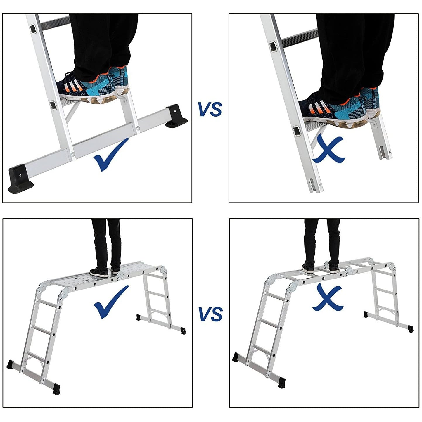 Nancy's Chacim Multifunctionele Ladder - Telescopische Ladder - Anti-Slip - Zilver - Staal
