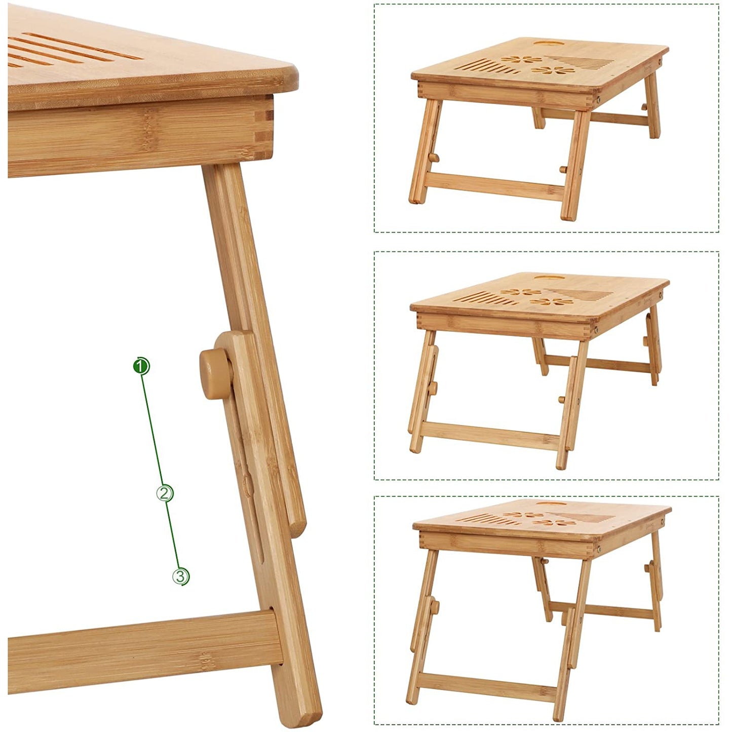Nancy's Buroda Laptoptafel - Bedtafel - Laptopstandaard - Aanpasbare Hoogte - Bamboe