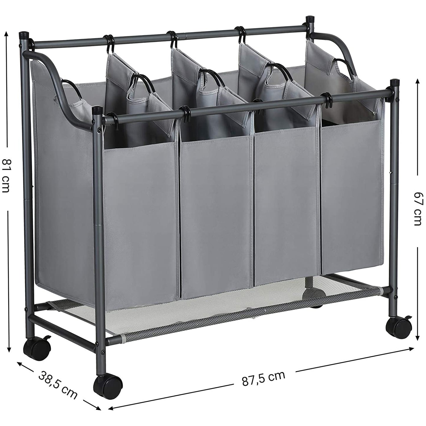 Nancy's Barcarena Wassorteerder - Wasmand - Wasbox - Grijs - 4 x 35 Liter