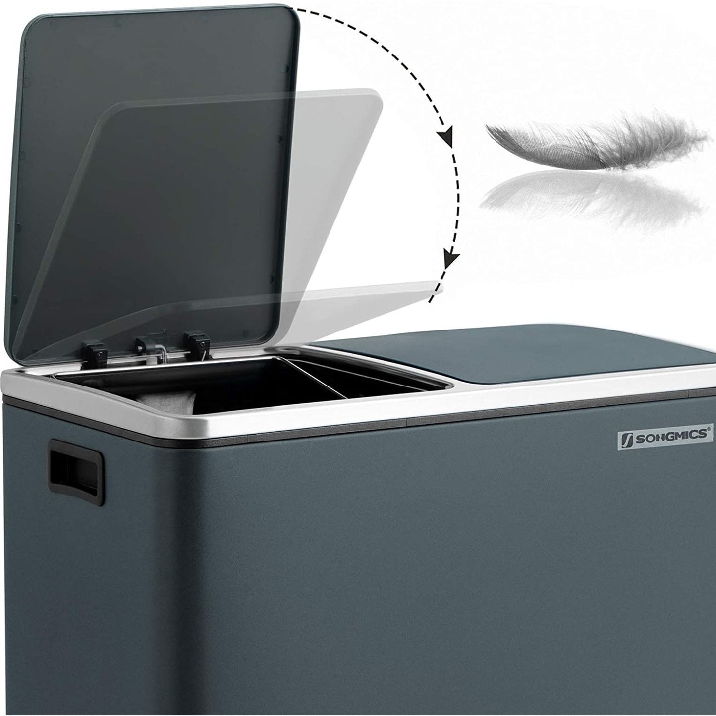 Nancy's Cooley Pedaalemmer - Afvalscheidingsprullenbak - Prullenbak - Rookgrijs - Staal - 2 x 30 Liter