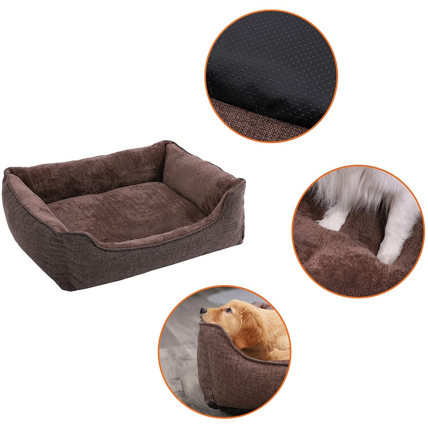 Nancy's Morelia Hondenmand wasbaar - Afneembare hoes - Hondenkussen - Bruin - 90 x 25 x 75 cm