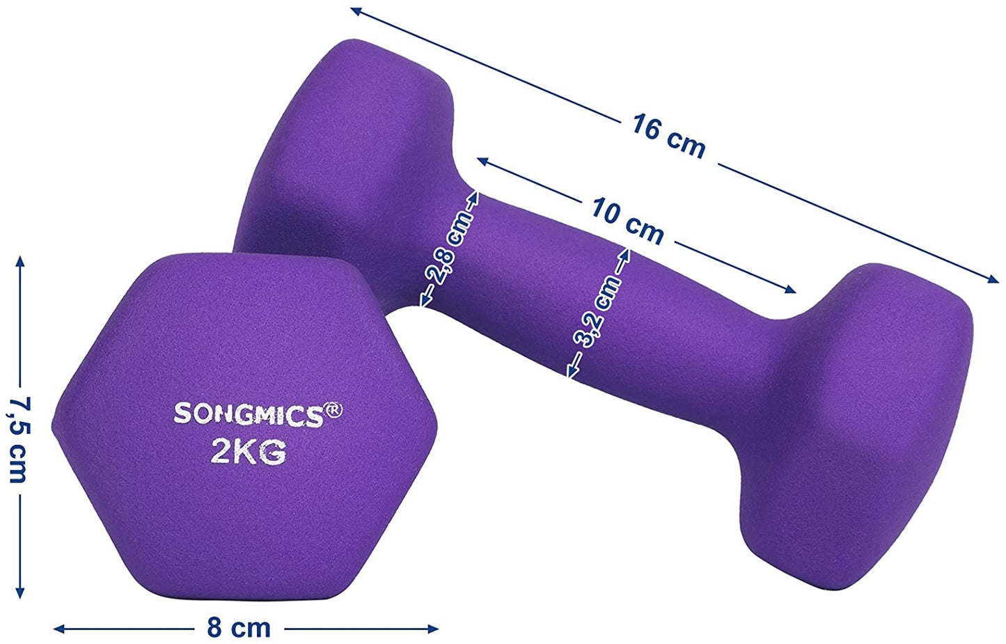 Nancy's Hybla Dumbbells - Halterset - Gewichten - Set van 2 - Paars - 2 KG per stuk