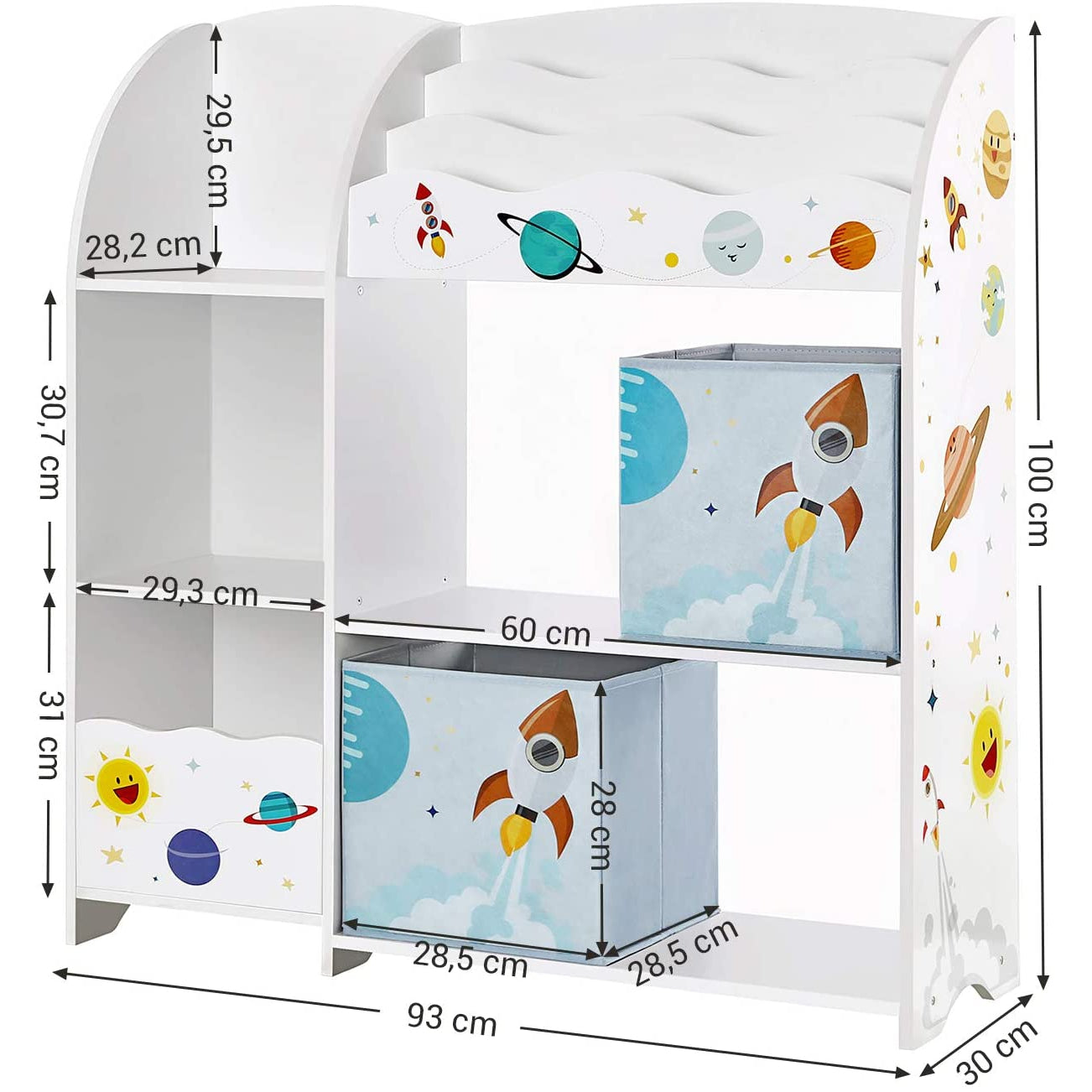 Nancy's Oeiras Speelgoed Organizer - Speelgoed opbergen - Kinderkamer kast - Wit - ± 95 x 30 x 100 cm