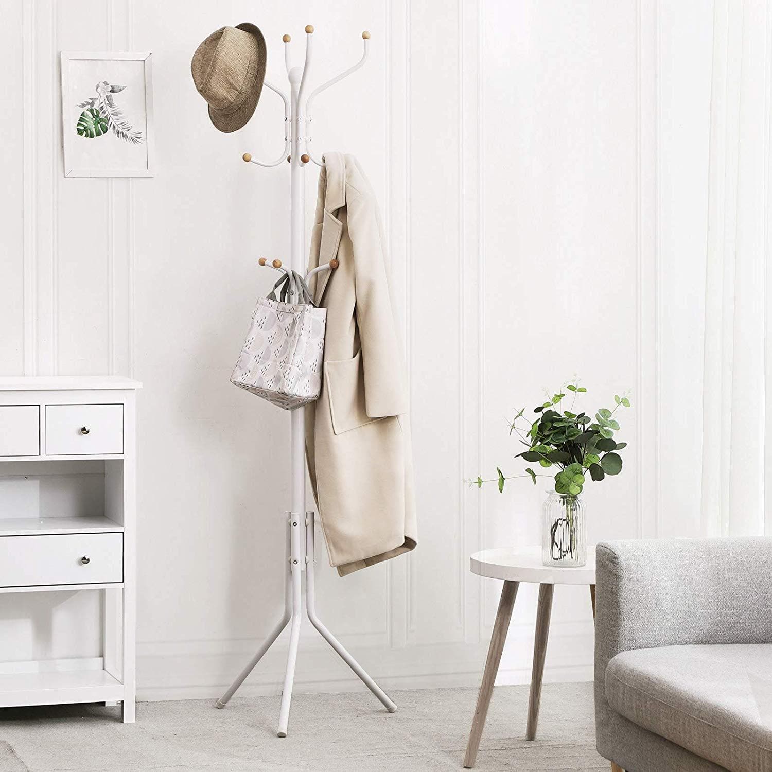 Nancy's Boom Kapstok - 12 Haken - Boomhanger - Kapstokken - Kledingstandaard - Hoogte 182 cm - Metaal - Wit