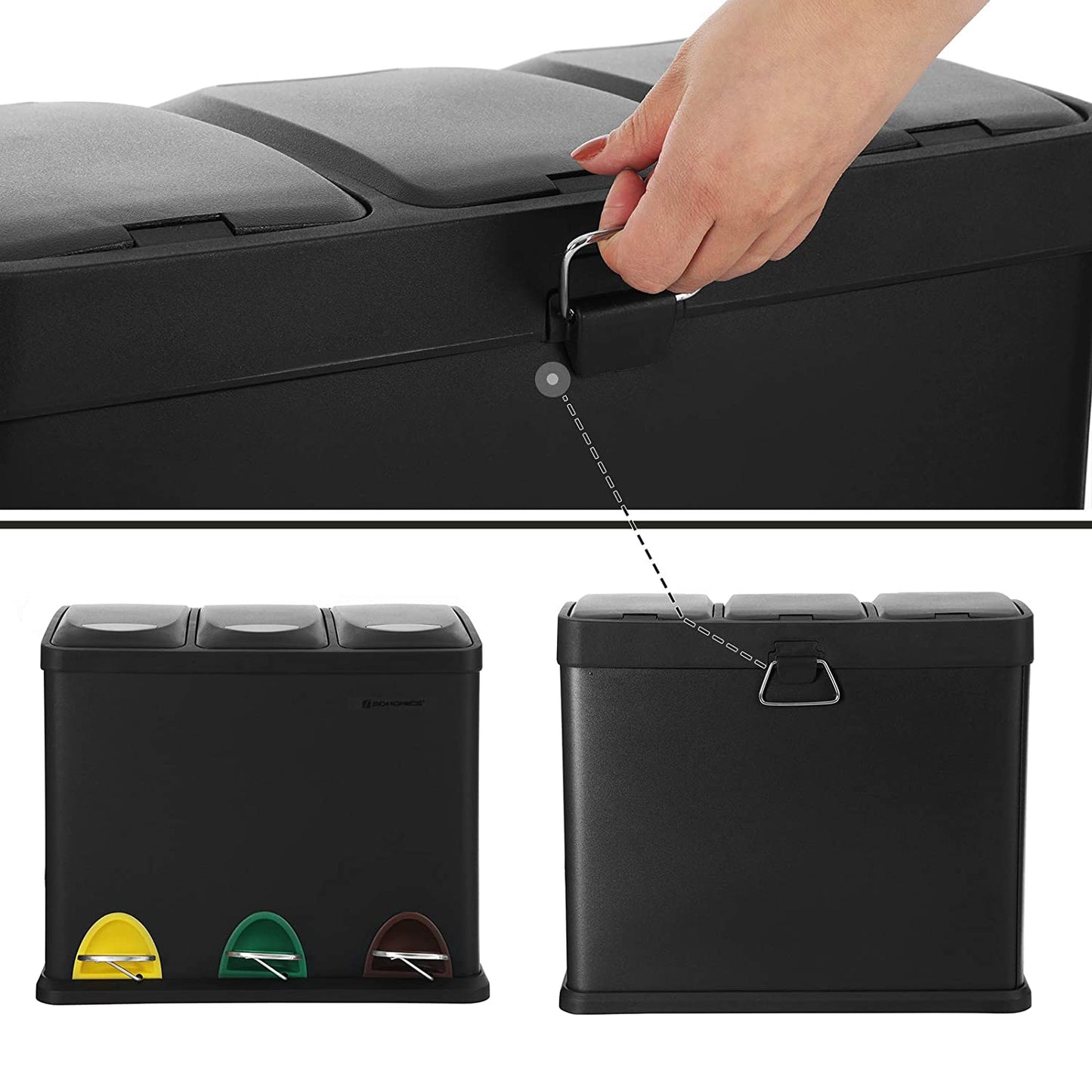 Nancy's Hawkesbury Prullenbak - Afvalscheiding - Pedaalemmer - Afvalemmer - Zwart - 24 Liter