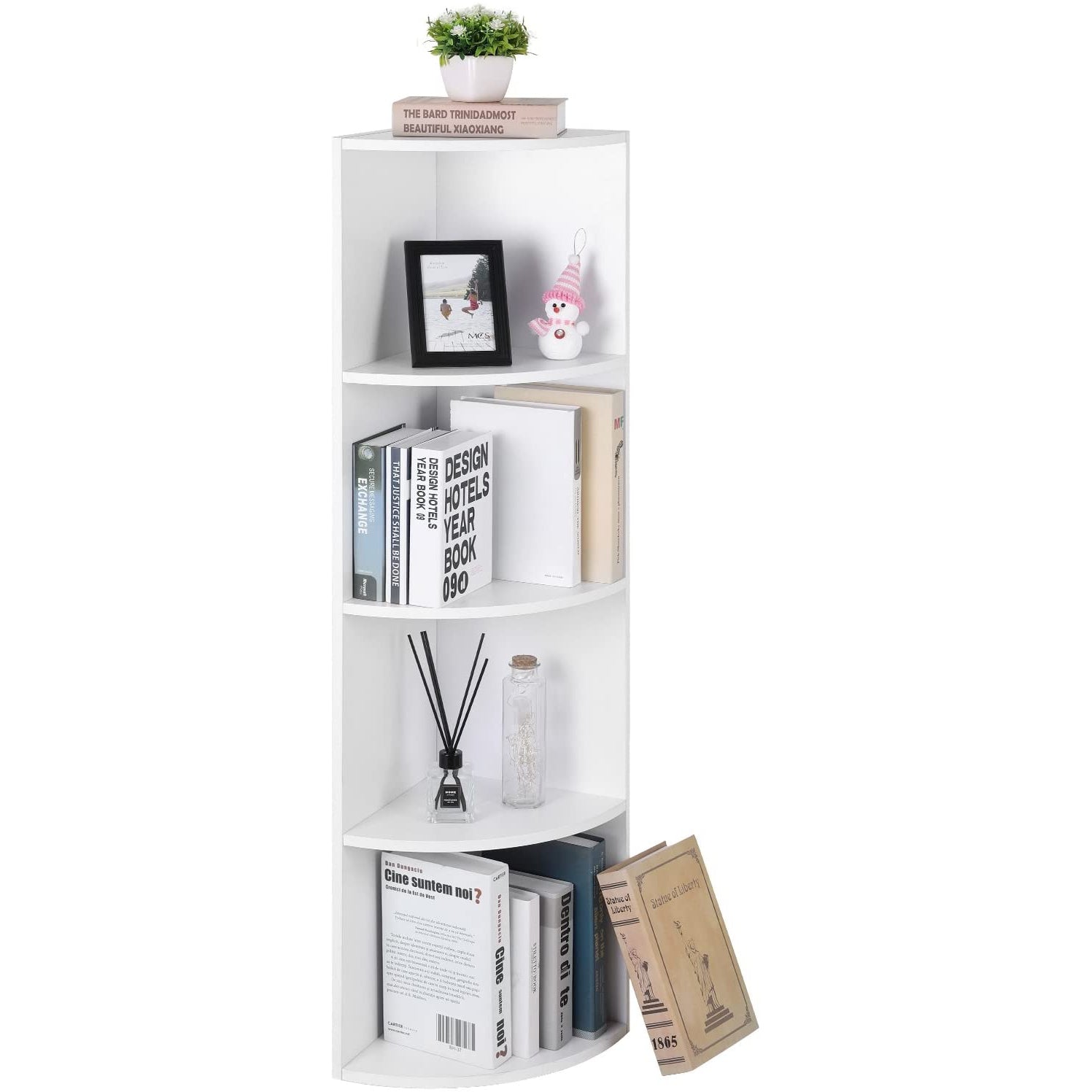 Nancy's Wuran Wandkast - Hoekkast - Opbergkast - Boekenkast - Wit - ± 30 x 30 x 130 cm