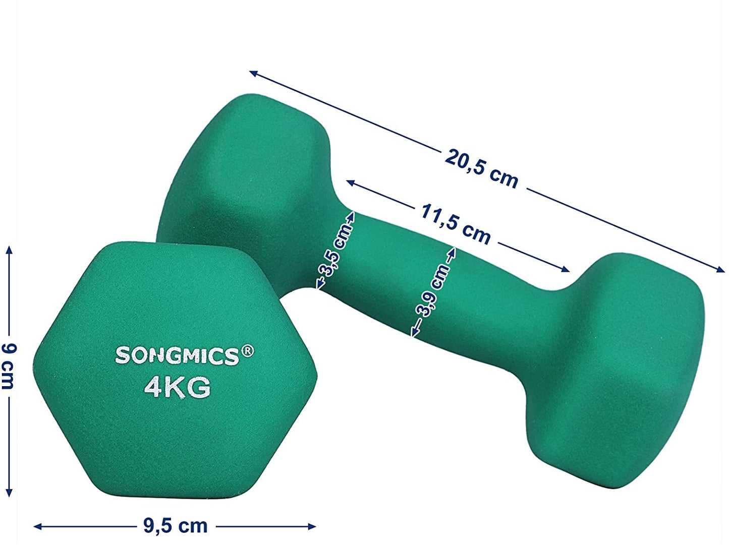 Nancy's Curtin Dumbbells - Halterset - Gewichten - Set van 2 - Groen - 4 KG per stuk