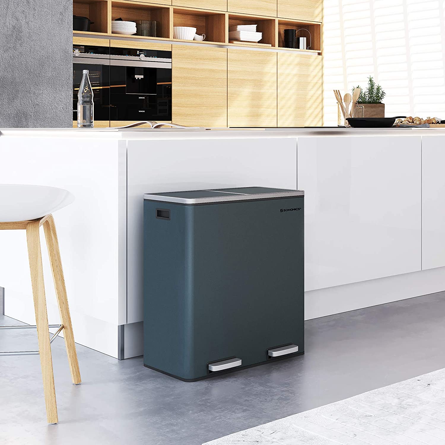 Nancy's Burga Waste Bin - Waste Separation - Pedal Bin - Waste Bin - Smoke Grey - 60 Liters