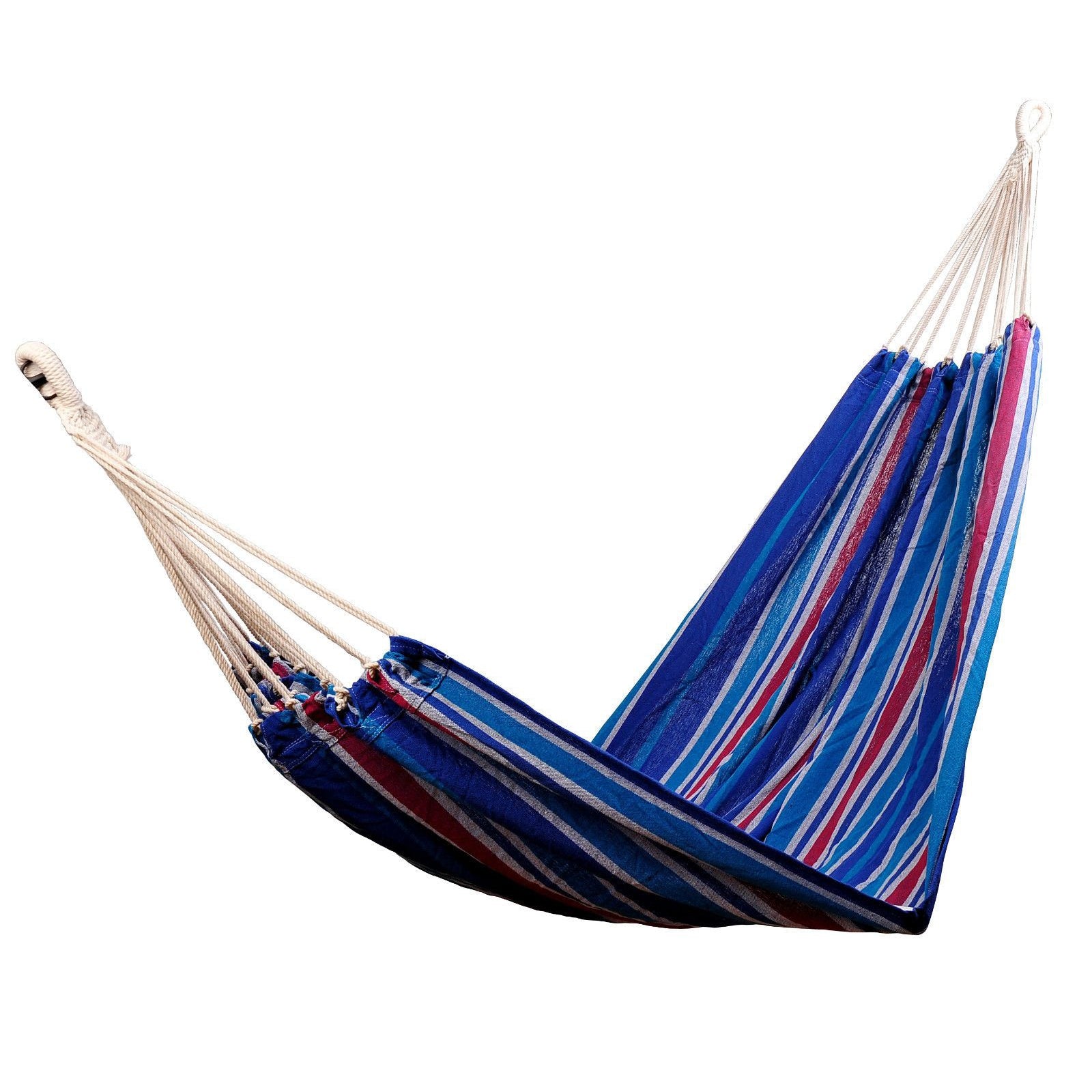 Nancy's Canton Hangmat - Meerdere Personen - 210 x 15- cm - Tot 210kg - Blauw - Rood - Katoen - Polyester