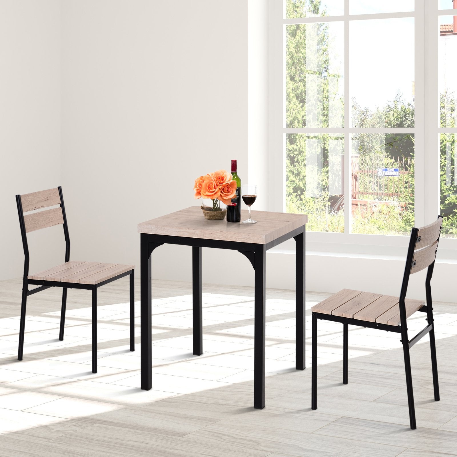 Nancy's Stillwater Dining Table Set - 3-Piece Table Set - Natural Wood Look - MDF