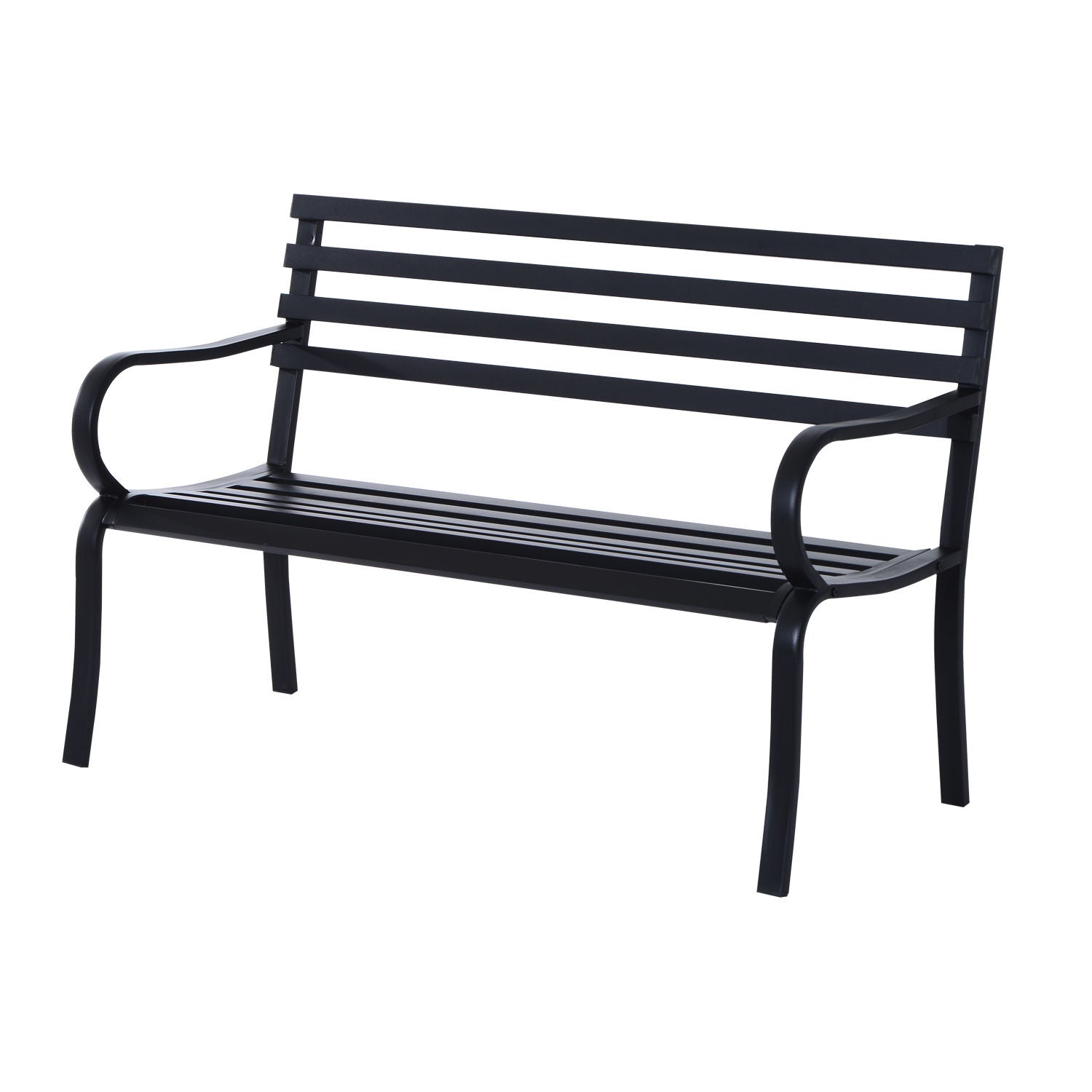 Banc de jardin Nancy's Deltona - Canapé 2 places - Canapé d'extérieur - Banc - Métal - Noir - 125 x 62 x 82 cm