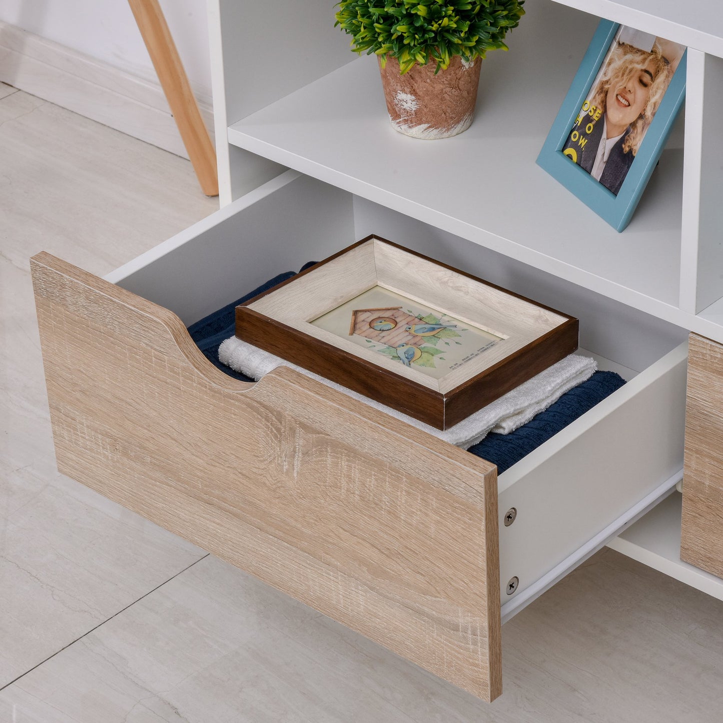 Nancy's Trinidad TV Meubel - TV-Dressoir - Glas - Opbergkast - Wit - 99 x 39 x 58 cm