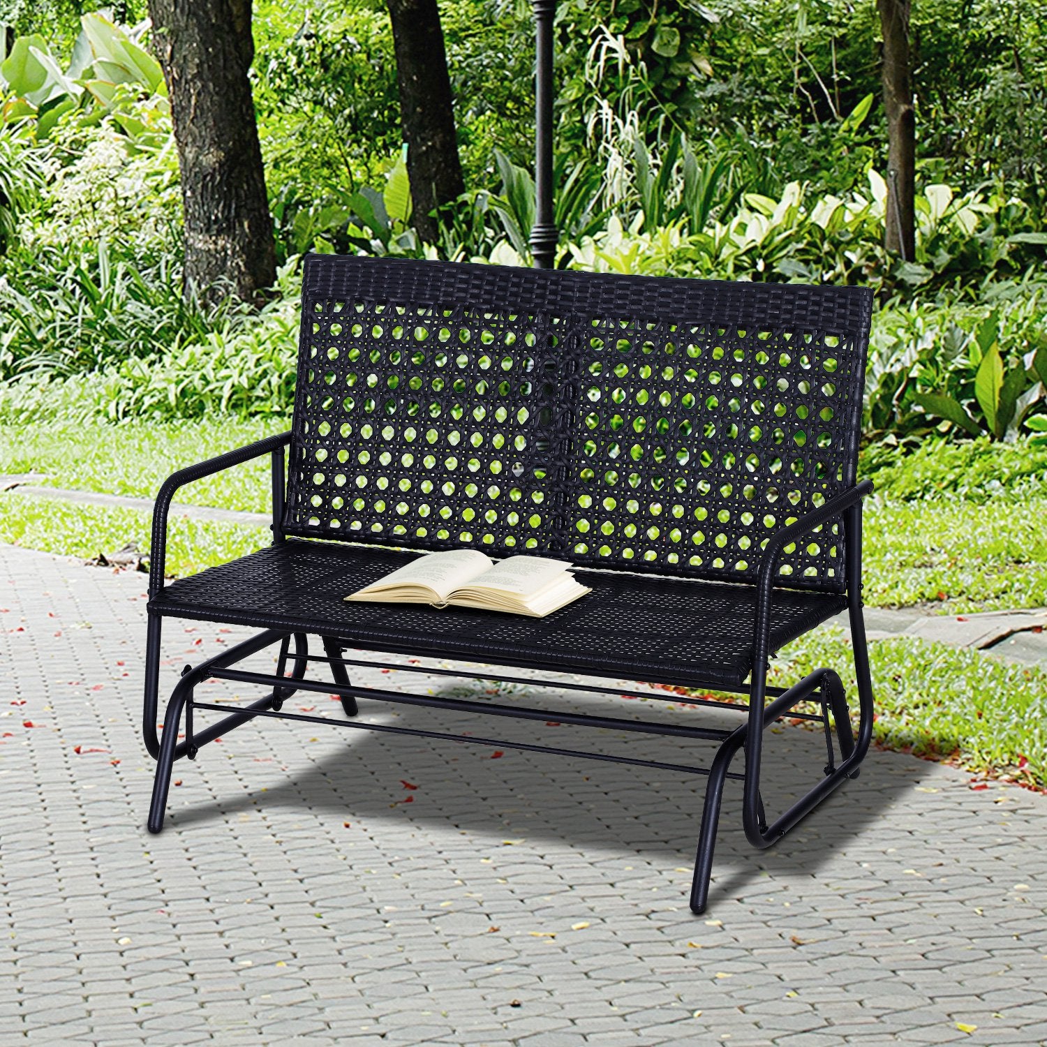 Nancy's Carson Schommelbank - Tuinschommel - Tuinbank - Zwart - ± 120 x 80 x 90 cm