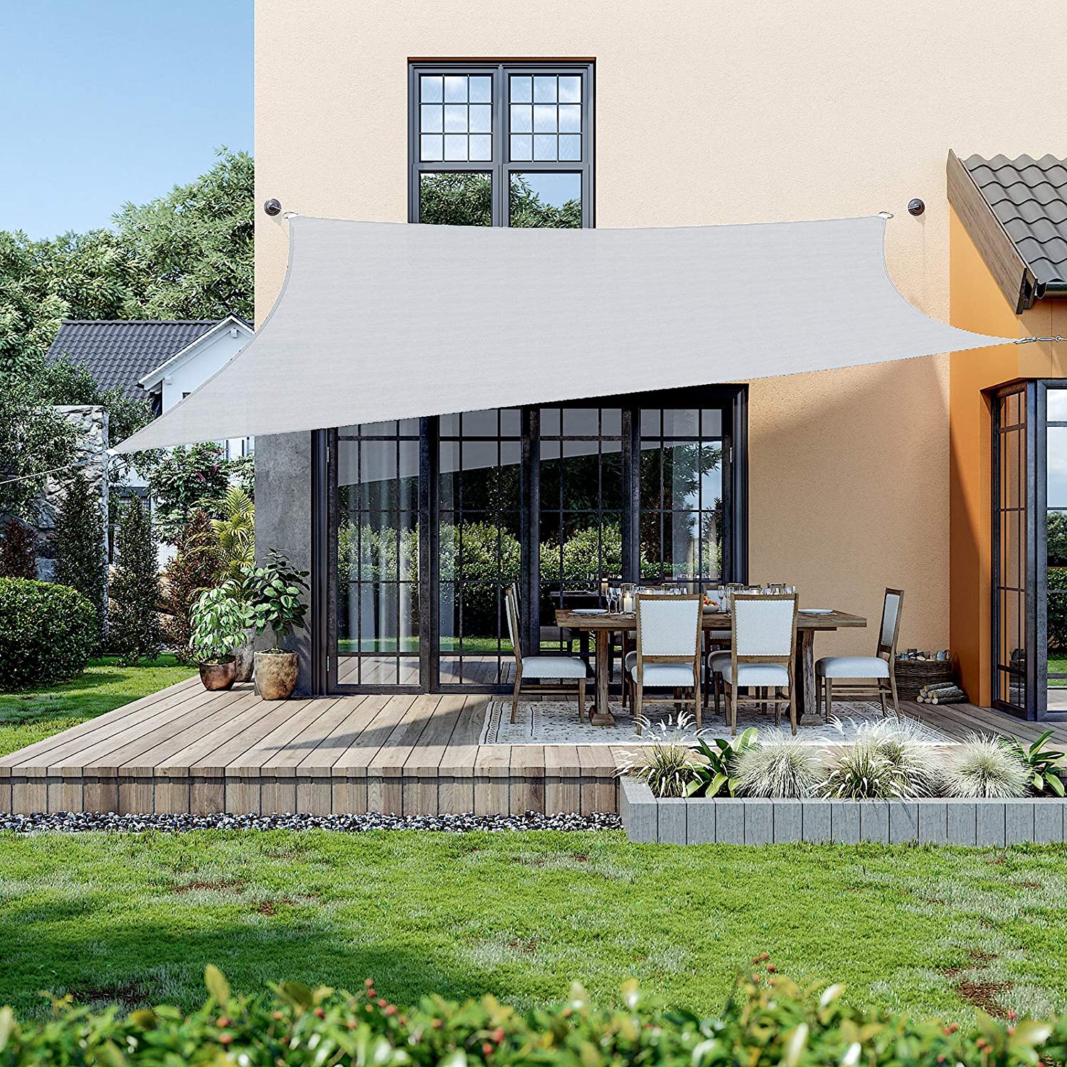 Nancy's Burlington Zonnezeil - Zonwering - Schaduwdoek - Tuin - Balkon - Grijs - Luchtdoorlatend - 3 x 5 m