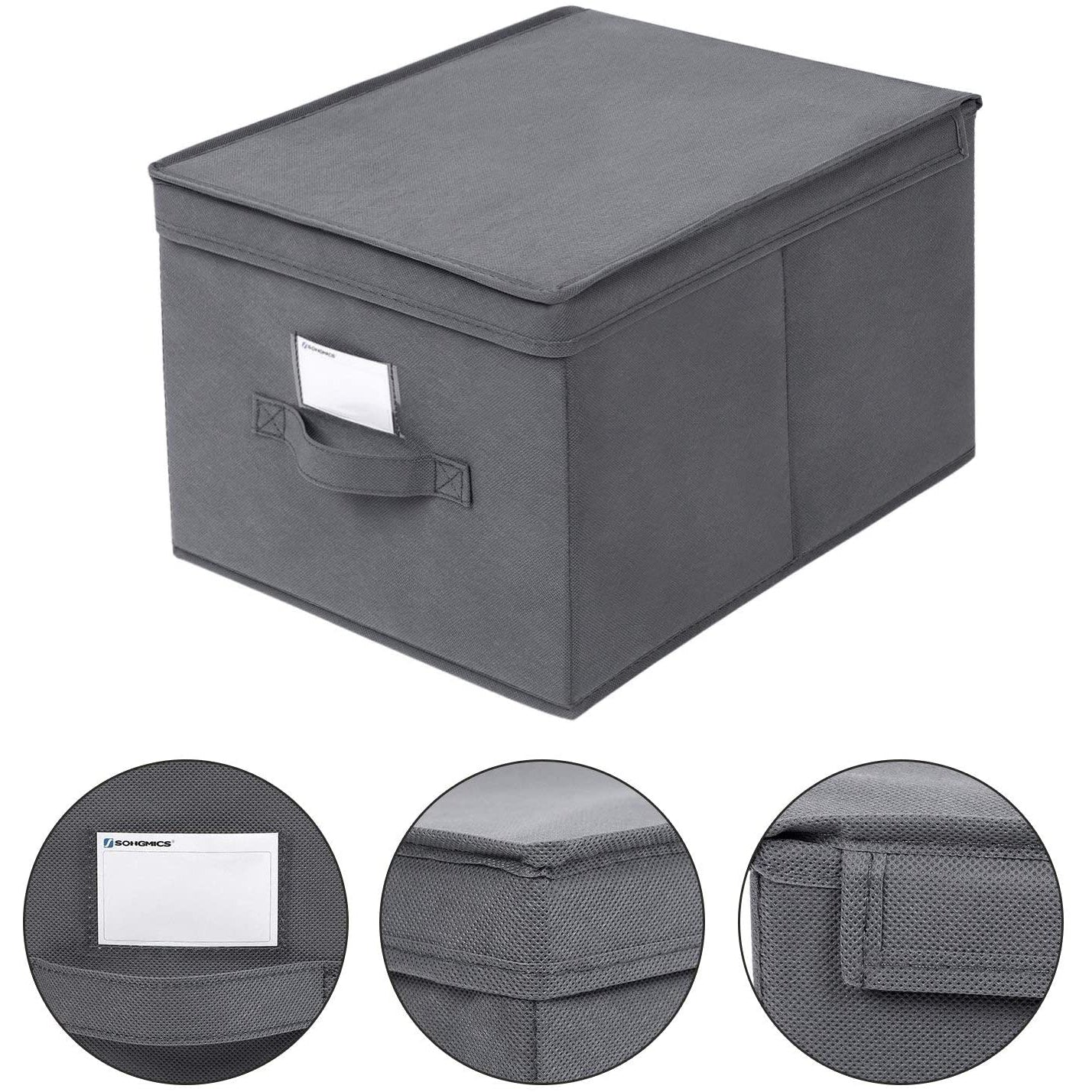 Nancy's Opbergdoos Met Deksel - Opbergbox Van Fleece En Karton 40 x 30 x 25 cm