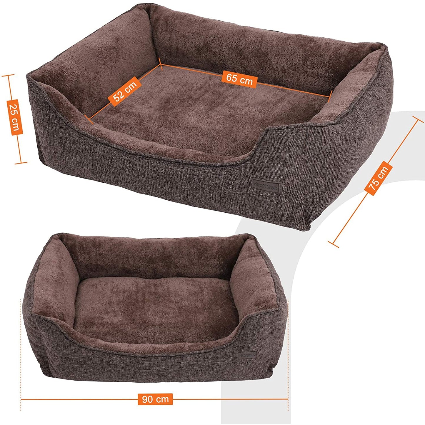 Nancy's Morelia Hondenmand wasbaar - Afneembare hoes - Hondenkussen - Bruin - 90 x 25 x 75 cm