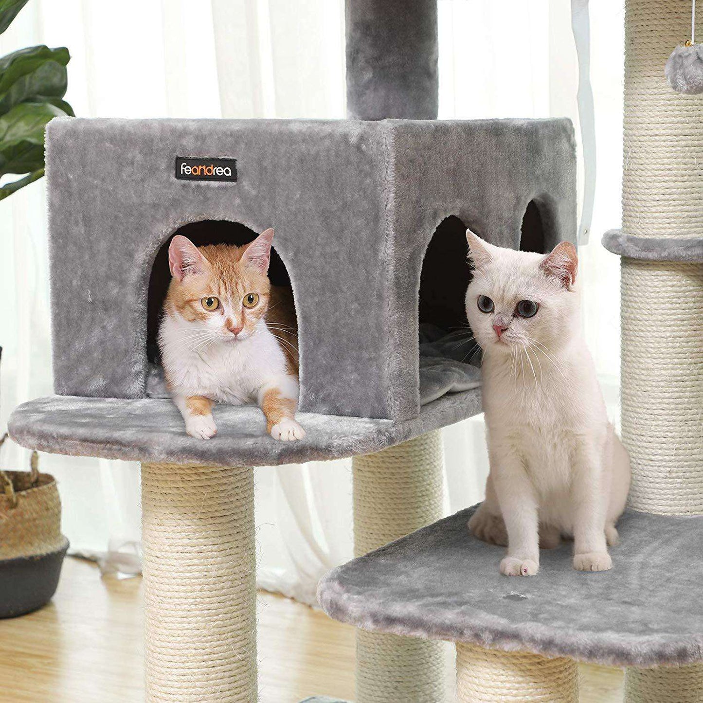 Nancy's Katten Toren - Verstelbare Kattenboom - Kattenhuis - Krabpaal - Grijs - 70 x 60 x 112 cm