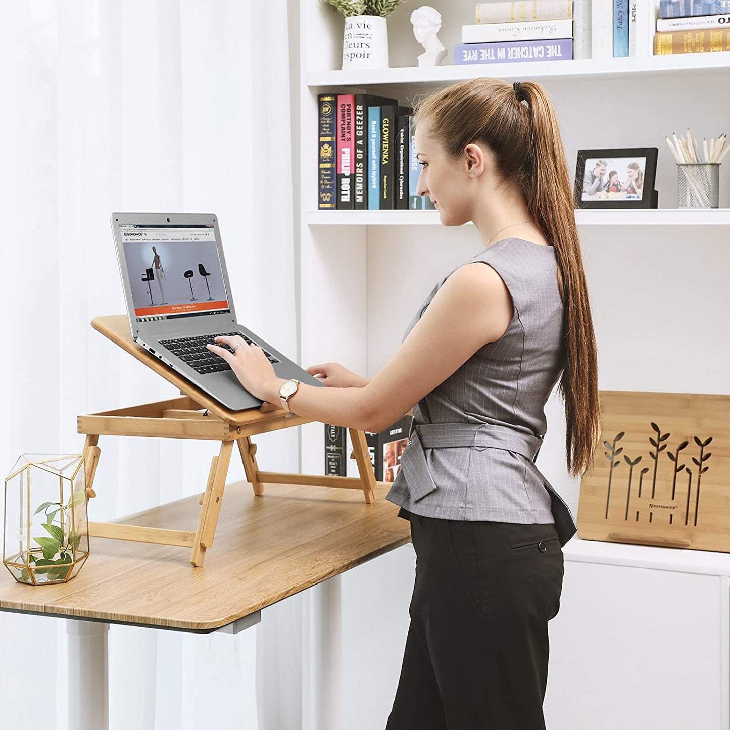 Nancy's Buroda Laptoptafel - Bedtafel - Laptopstandaard - Aanpasbare Hoogte - Bamboe
