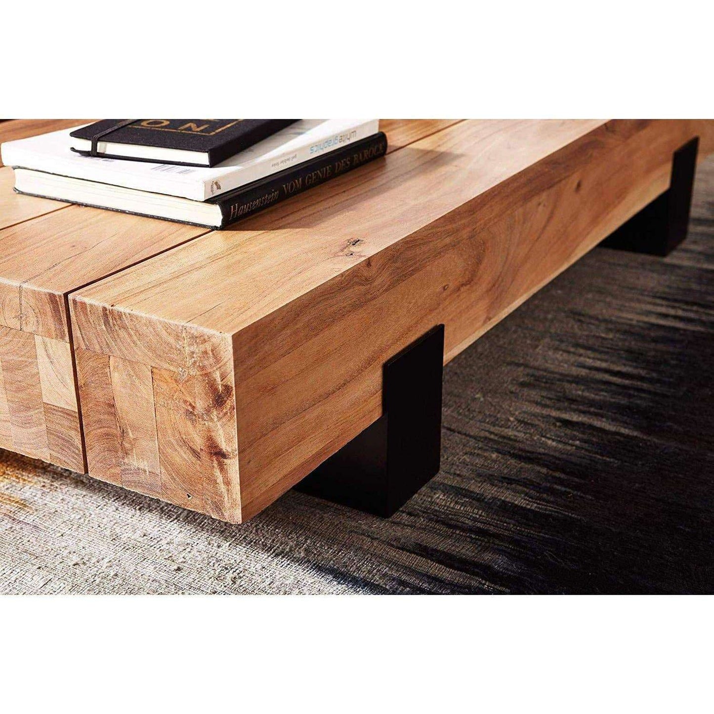 Nancy's Salontafel Hout- Woonkamertafel - Salontafels Bruin - Metalen Frame - 130 x 25 x 59 cm