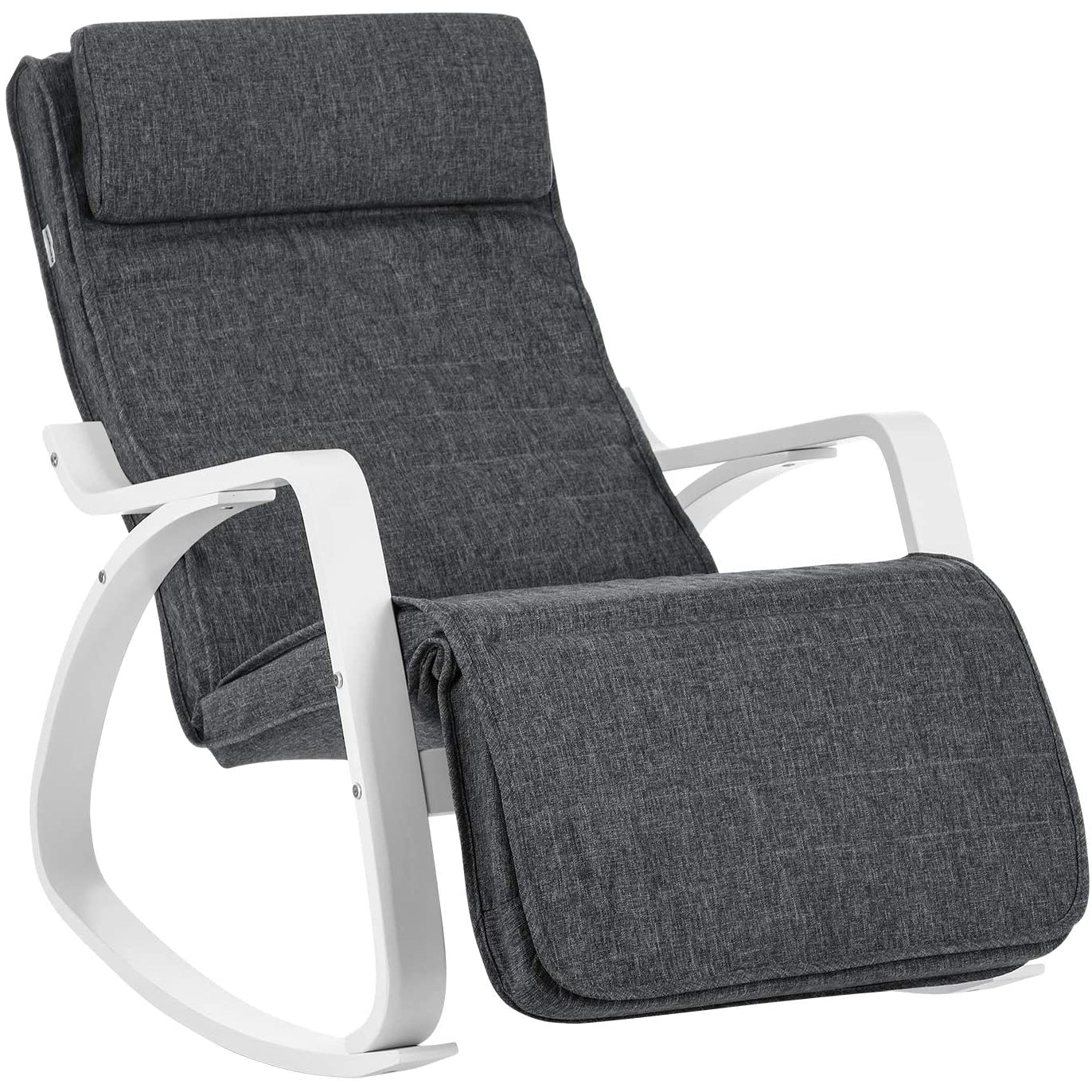 Nancy's San Felipe Rocking Chair - Relax Armchair - Lounge Chair - White / Gray - Linen / Birch Wood